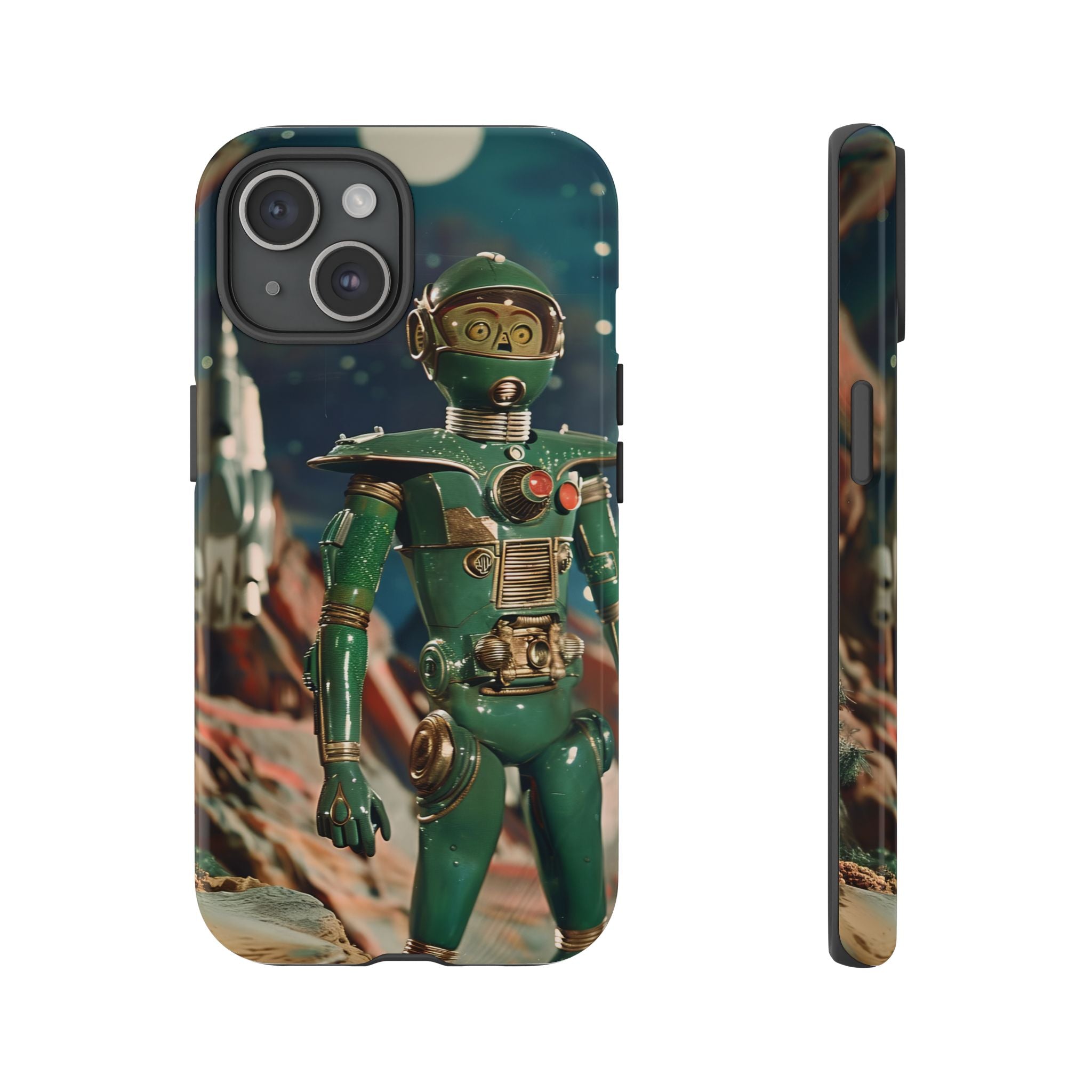 Retro Space Robot iPhone Case | Vintage Sci‑Fi Tough Case