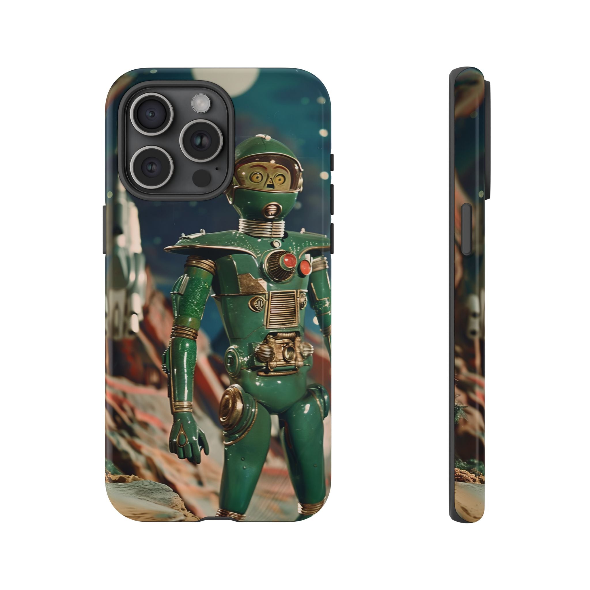 Retro Space Robot iPhone Case | Vintage Sci‑Fi Tough Case