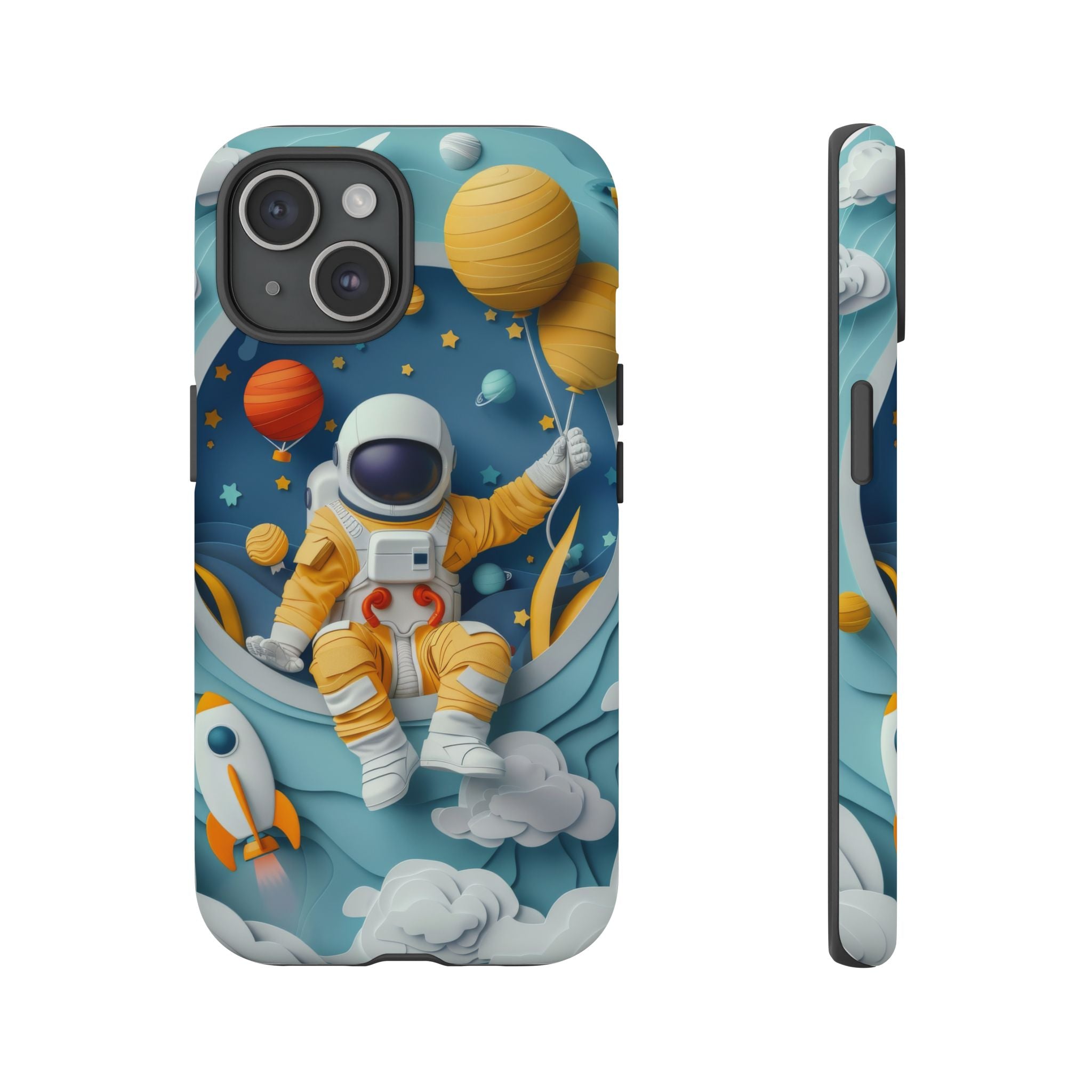 Astronaut Space Phone Case | Cute Retro Rocket & Planets iPhone Cover