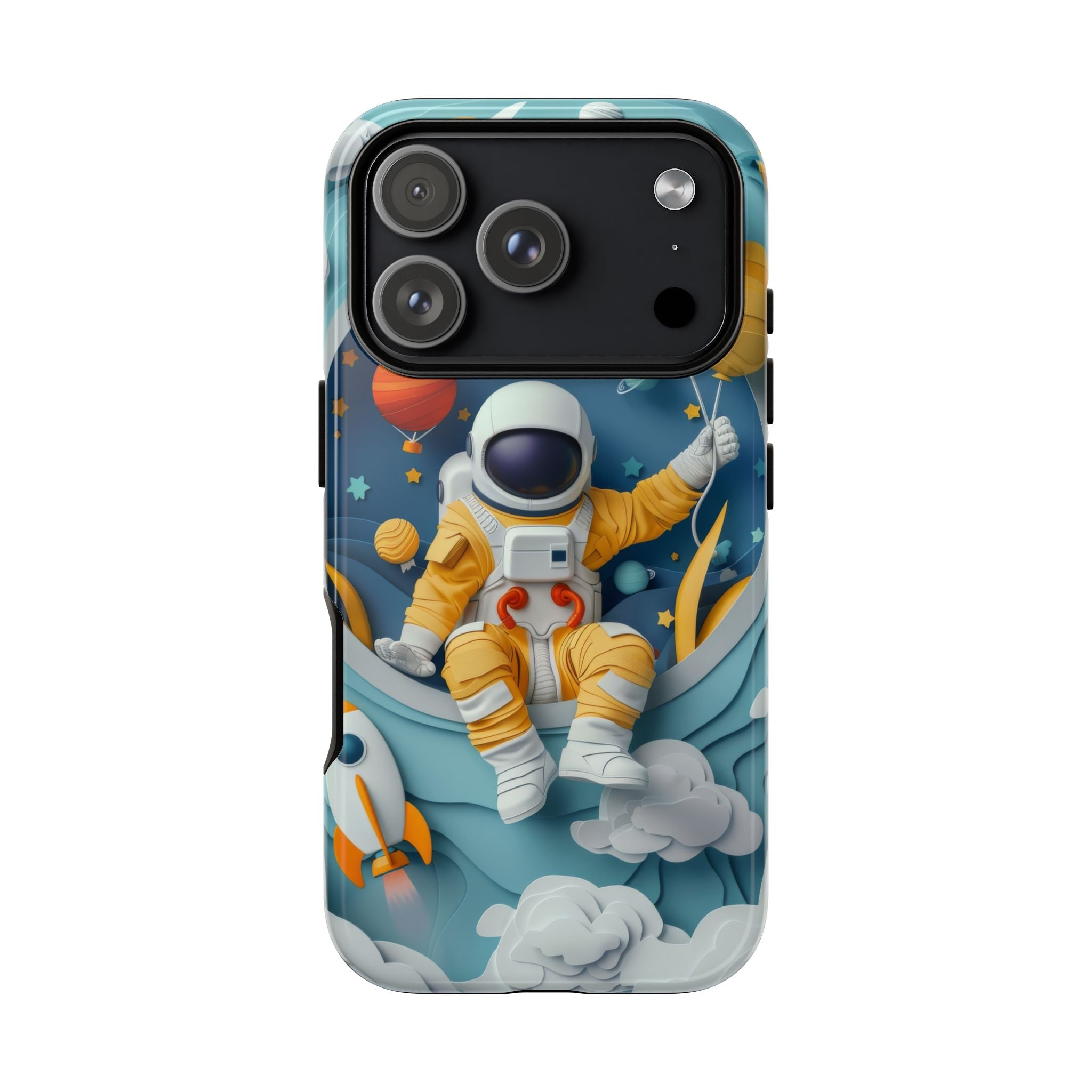 Astronaut Space Phone Case | Cute Retro Rocket & Planets iPhone Cover