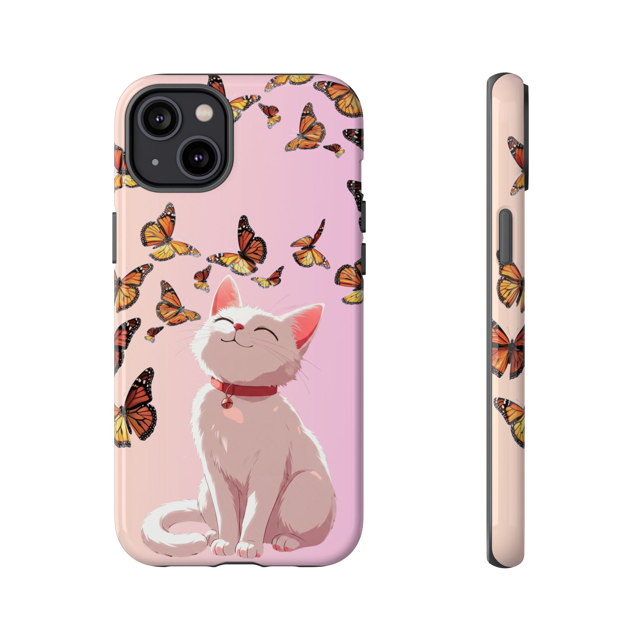 Cute Anime Cat Butterfly iPhone Case | Aesthetic Pink Cover