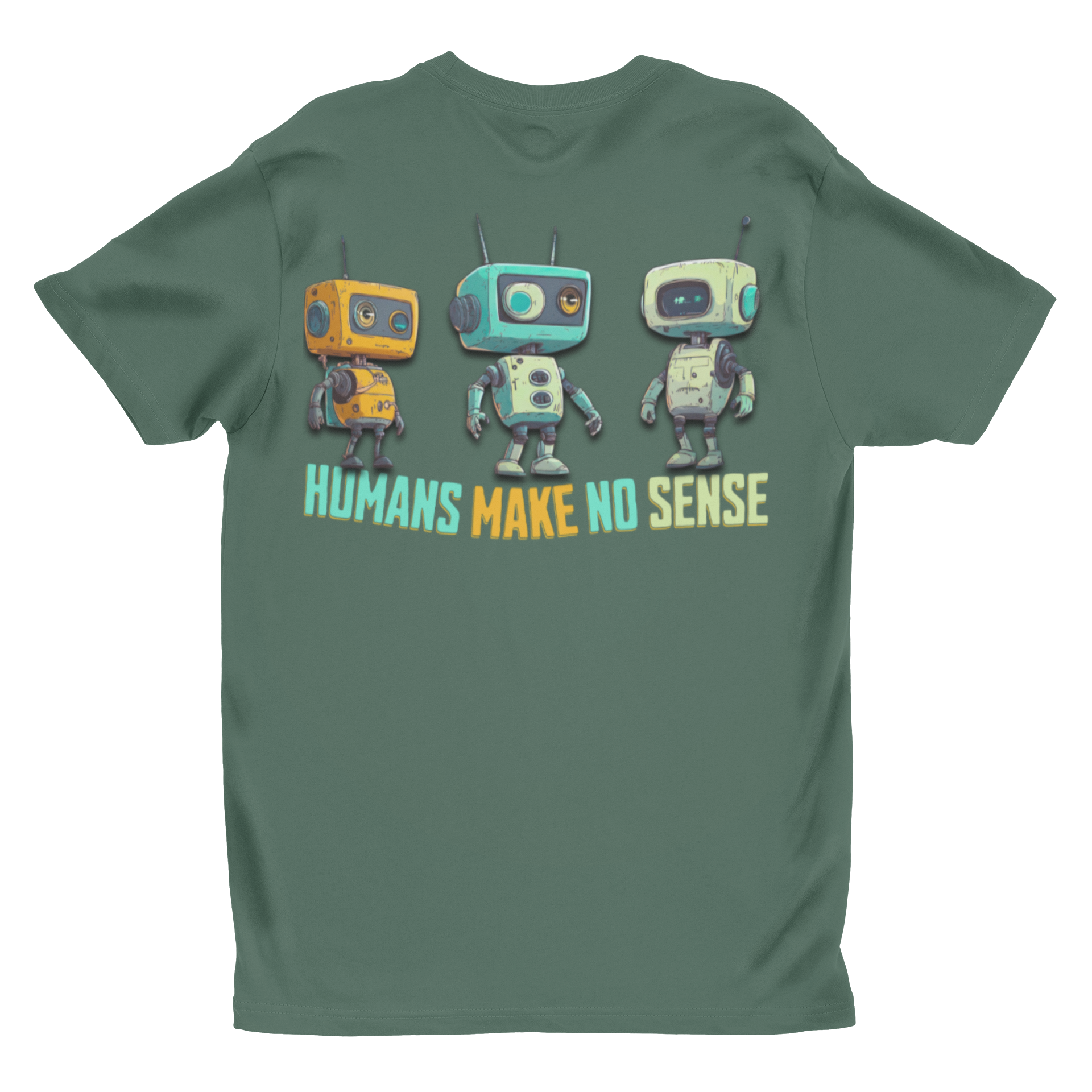 "Humans Make No Sense" Retro Robot Graphic Tee | Funny Sci-Fi T-Shirt