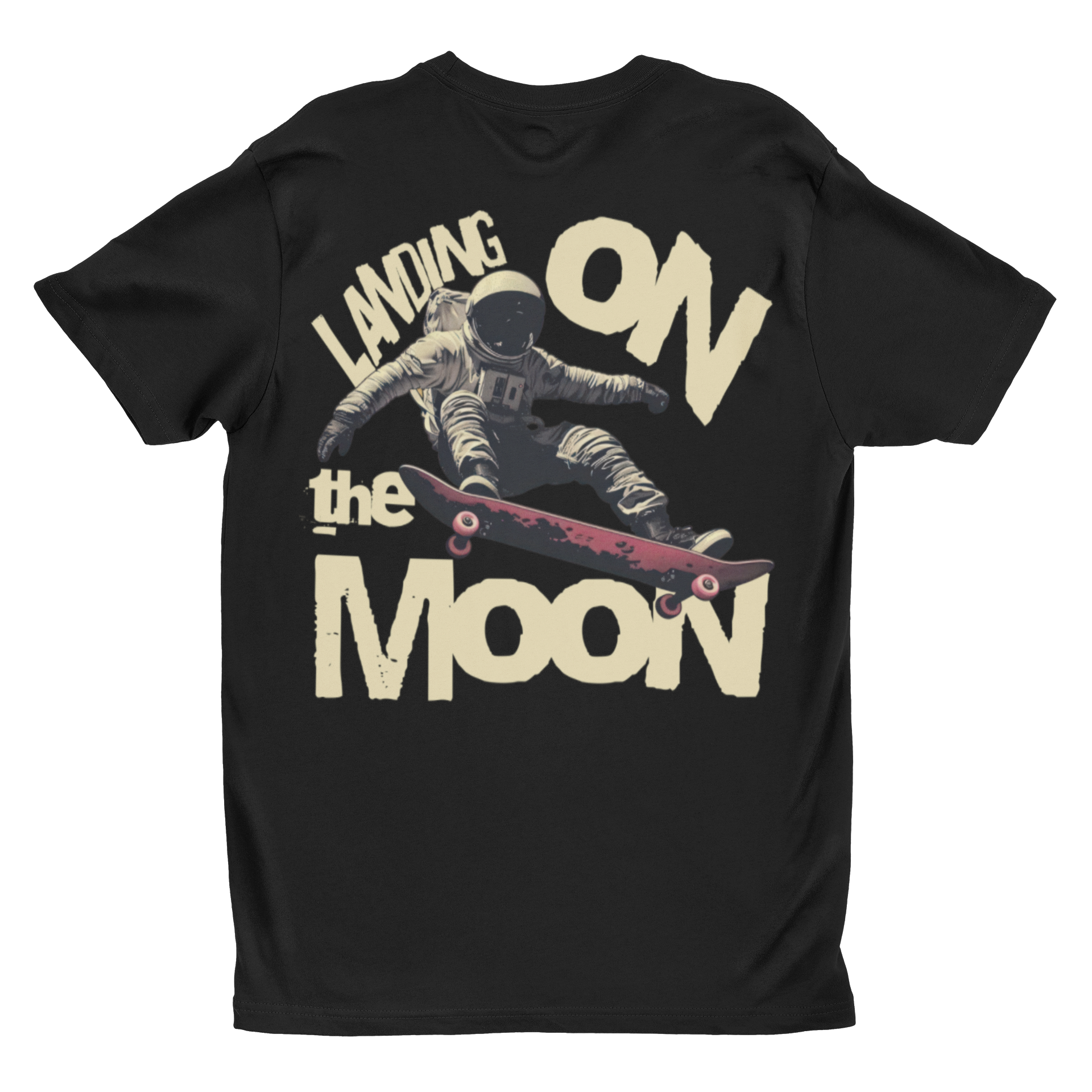 'Landing on the Moon' Astronaut Skateboard Graphic Tee | Retro Space Unisex T-Shirt
