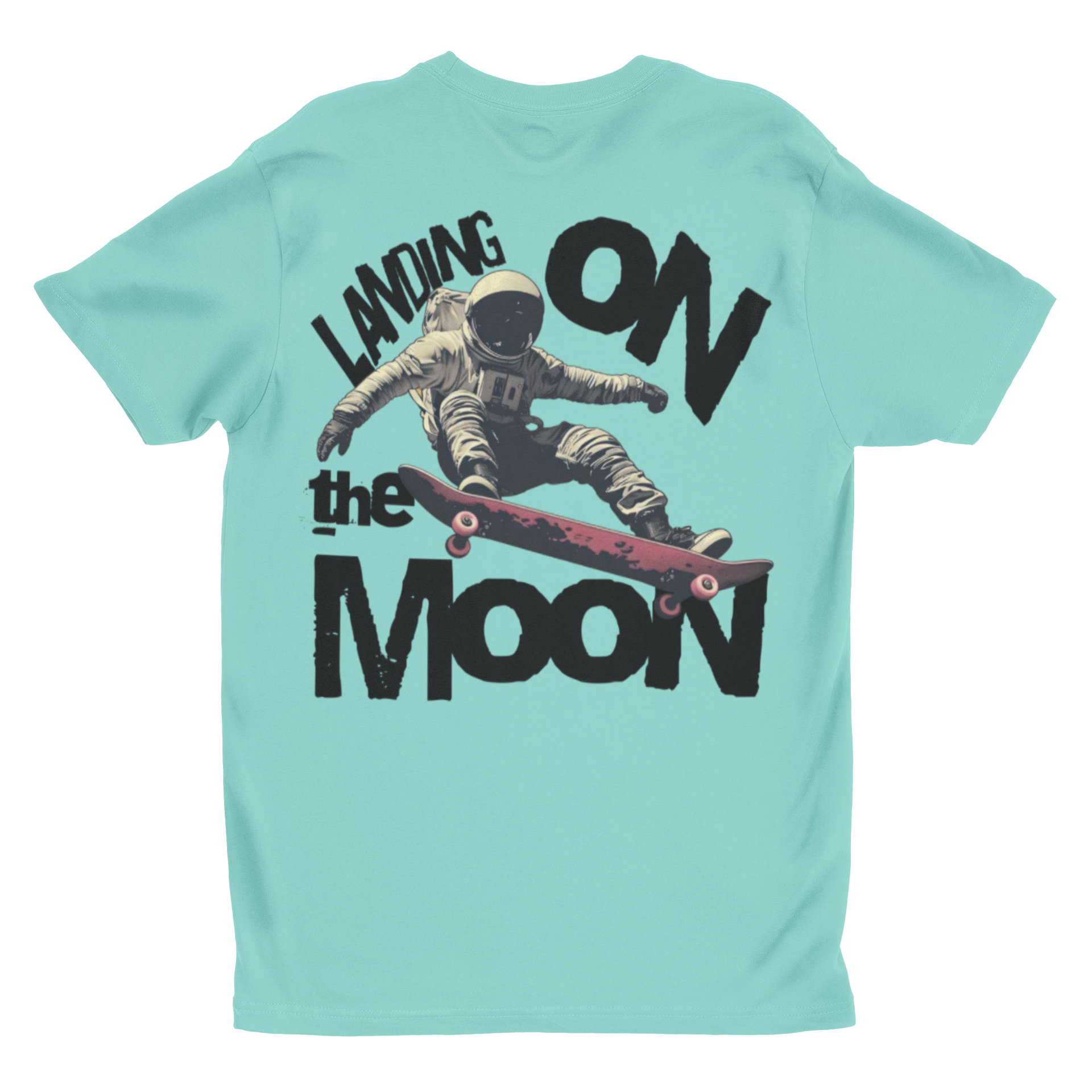 'Landing on the Moon' Astronaut Skateboard Graphic Tee | Retro Space Unisex T-Shirt