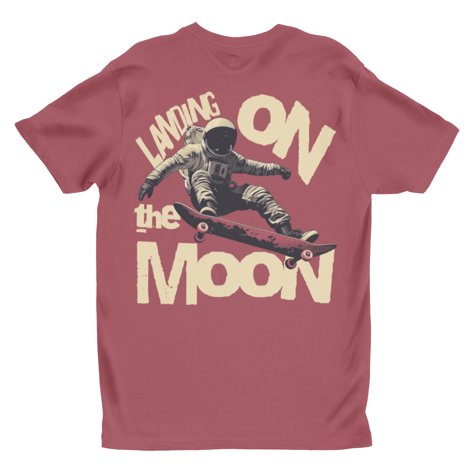 'Landing on the Moon' Astronaut Skateboard Graphic Tee | Retro Space Unisex T-Shirt
