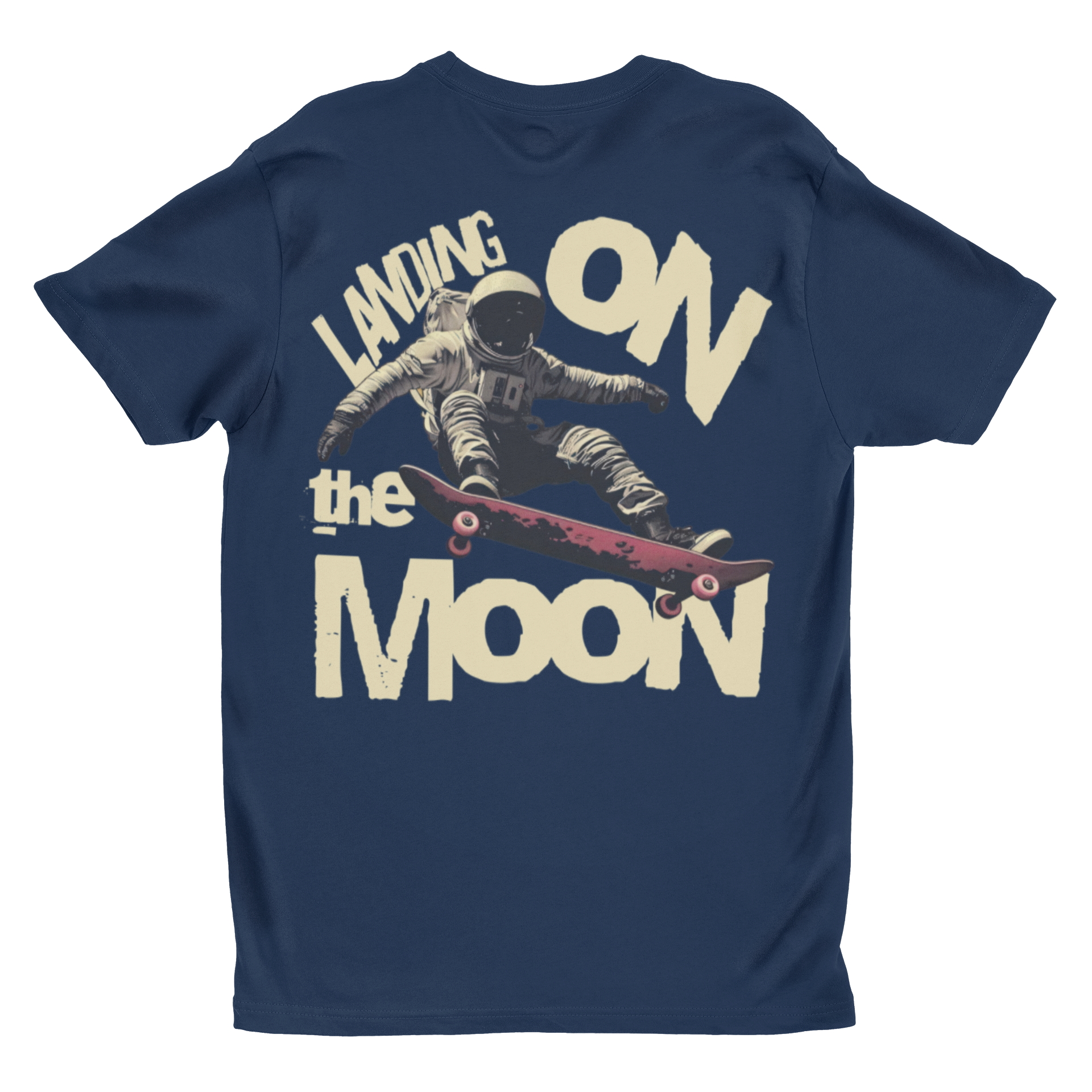'Landing on the Moon' Astronaut Skateboard Graphic Tee | Retro Space Unisex T-Shirt