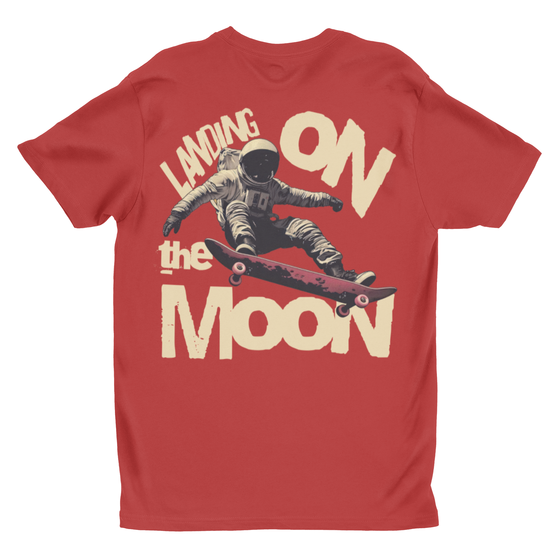 'Landing on the Moon' Astronaut Skateboard Graphic Tee | Retro Space Unisex T-Shirt