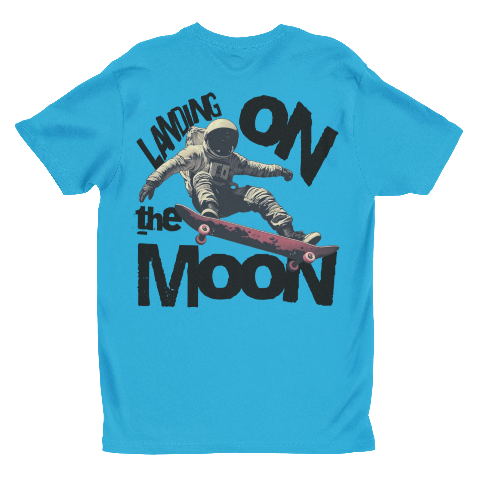 'Landing on the Moon' Astronaut Skateboard Graphic Tee | Retro Space Unisex T-Shirt