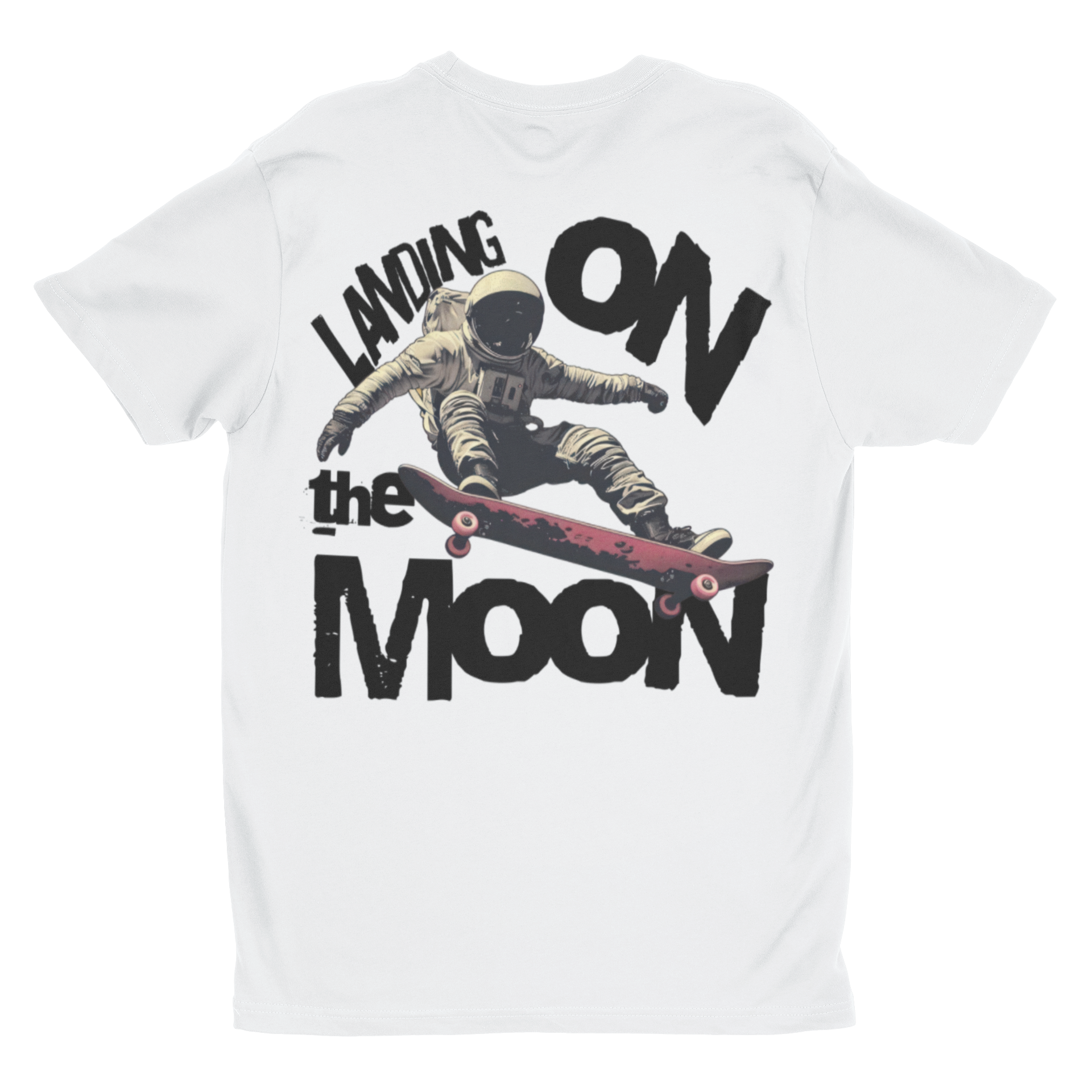 'Landing on the Moon' Astronaut Skateboard Graphic Tee | Retro Space Unisex T-Shirt