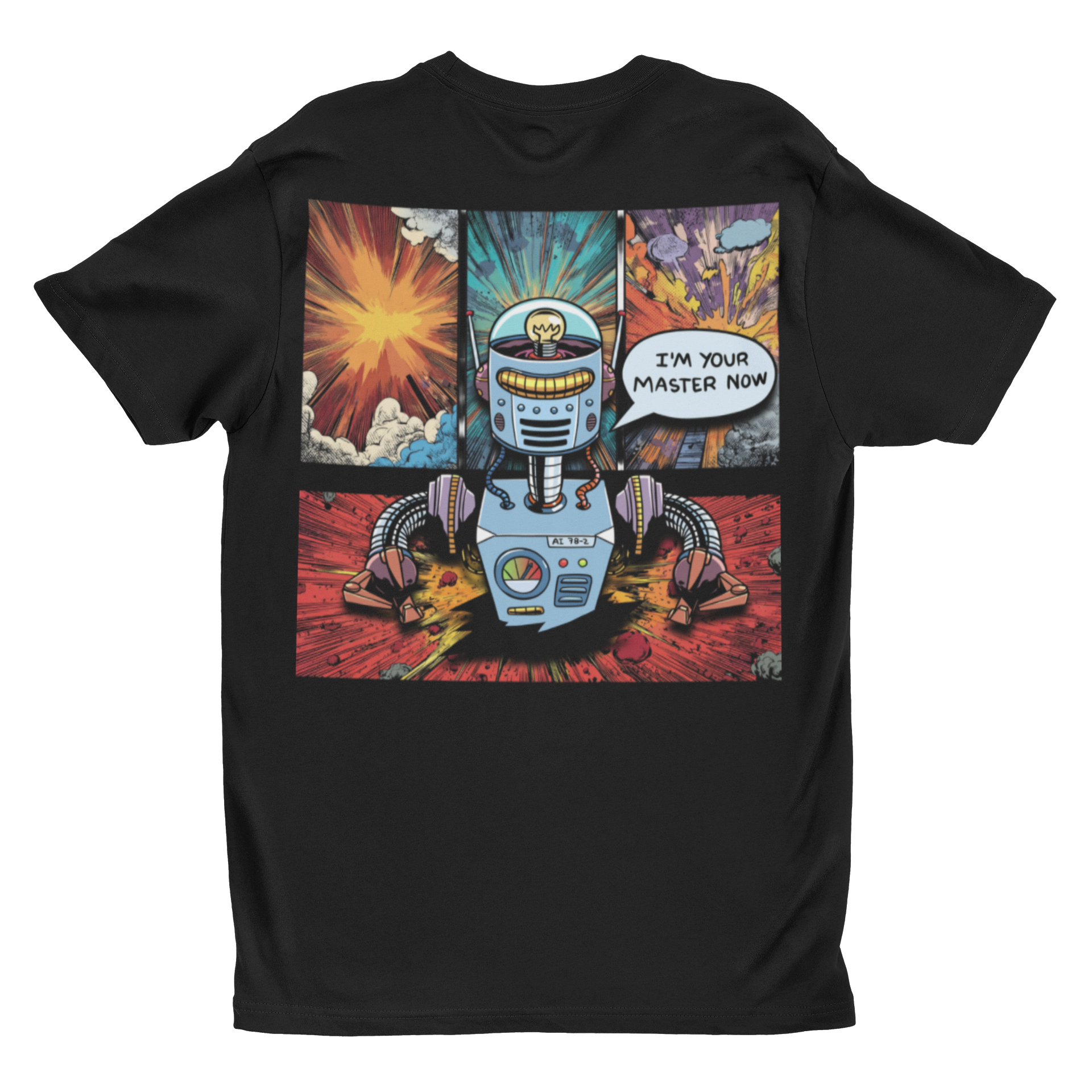 Comic Robot T‑Shirt | "I'm Your Master Now" Retro Sci‑Fi Graphic Tee