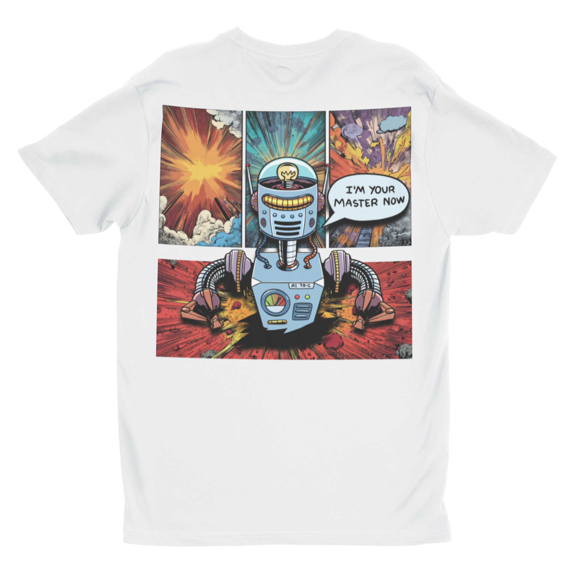 Comic Robot T‑Shirt | "I'm Your Master Now" Retro Sci‑Fi Graphic Tee