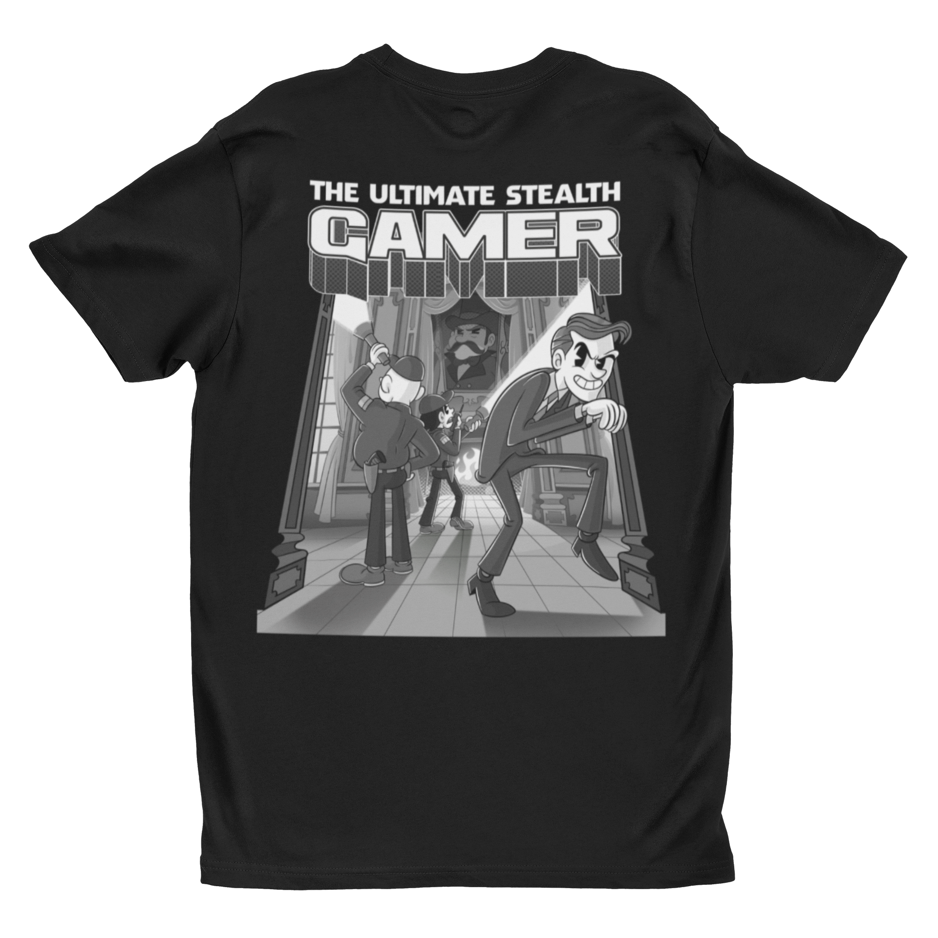 'The Ultimate Stealth Gamer' Graphic Tee | Retro Noir Gaming Unisex T-Shirt