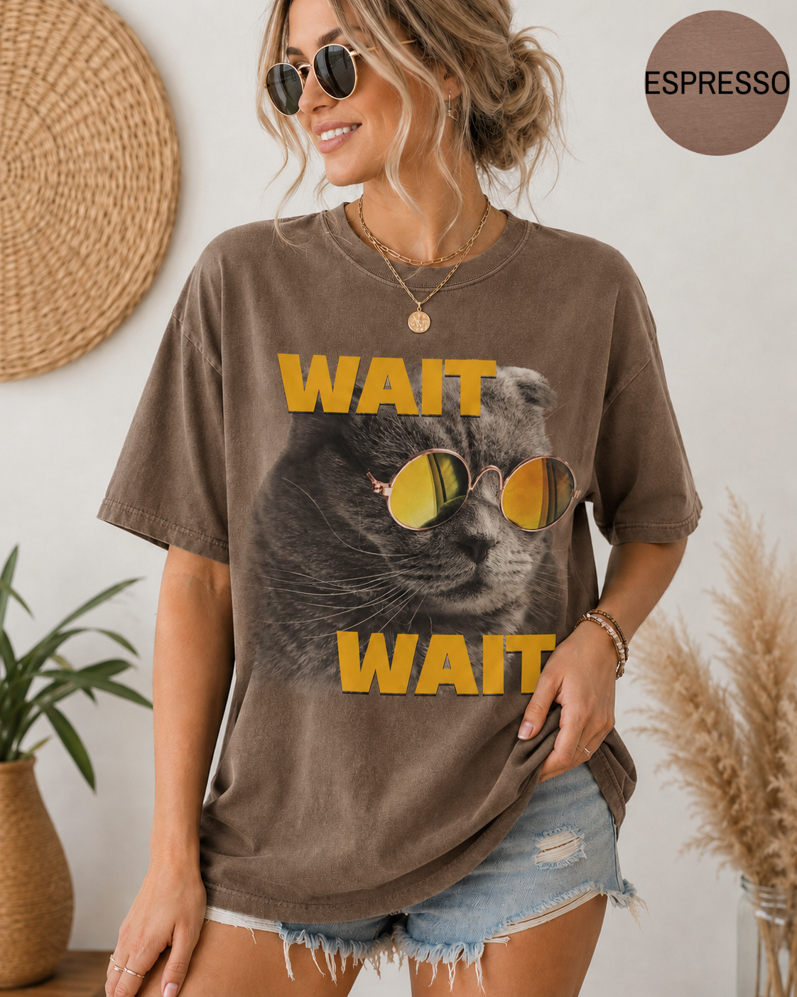 Wait Wait Cat Graphic Tee | Vintage Comfort Colors Funny Cat Shirt