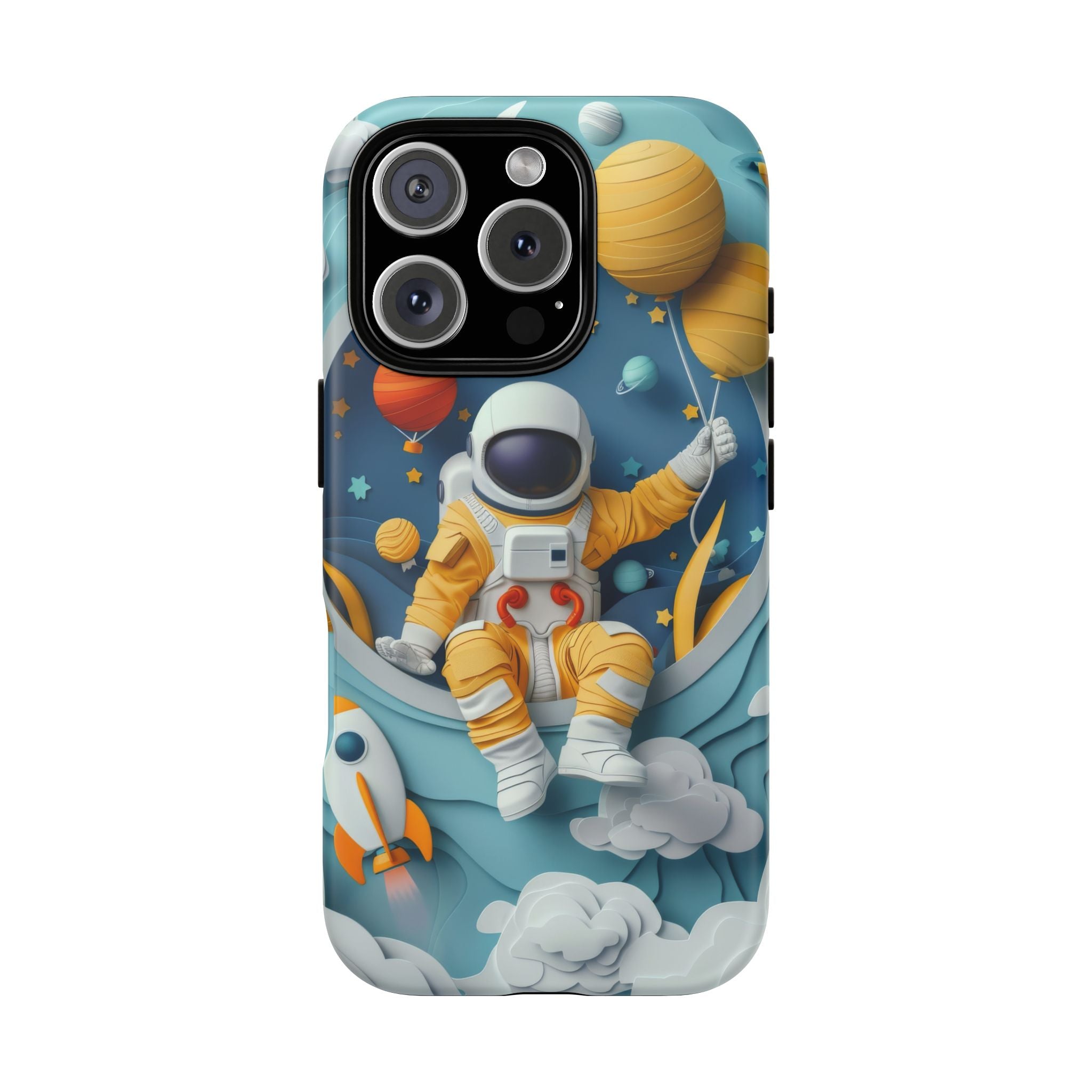 Astronaut Space Phone Case | Cute Retro Rocket & Planets iPhone Cover