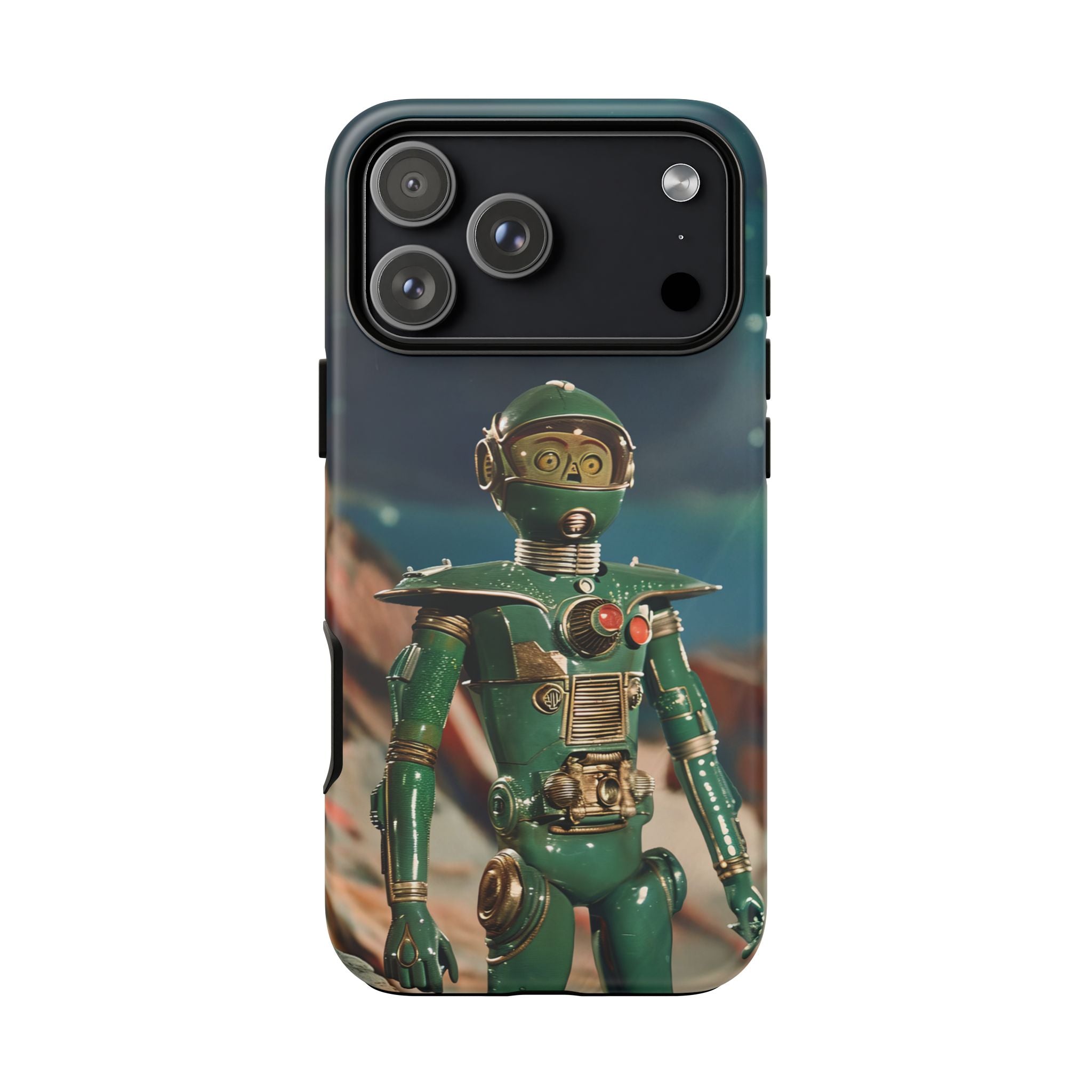 Retro Space Robot iPhone Case | Vintage Sci‑Fi Tough Case