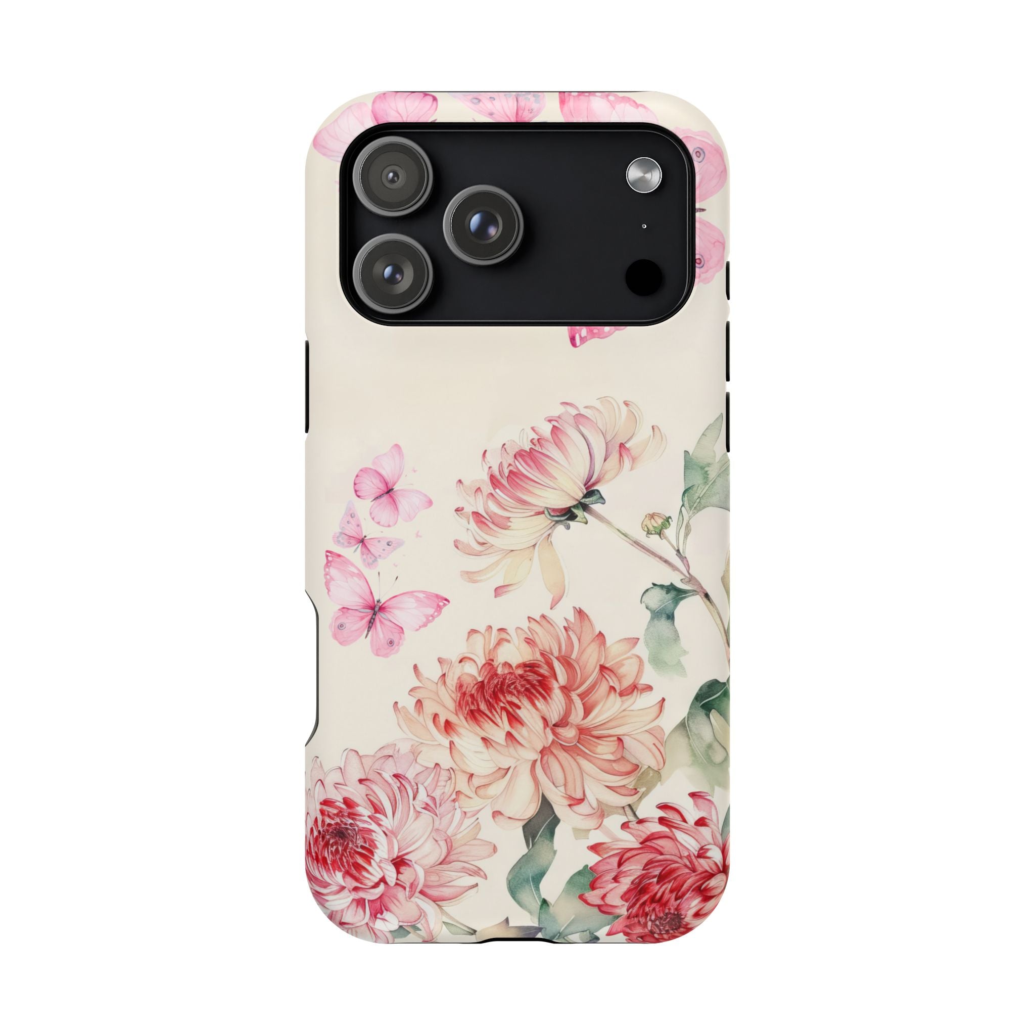 Elegant Floral Pink Butterfly iPhone Case