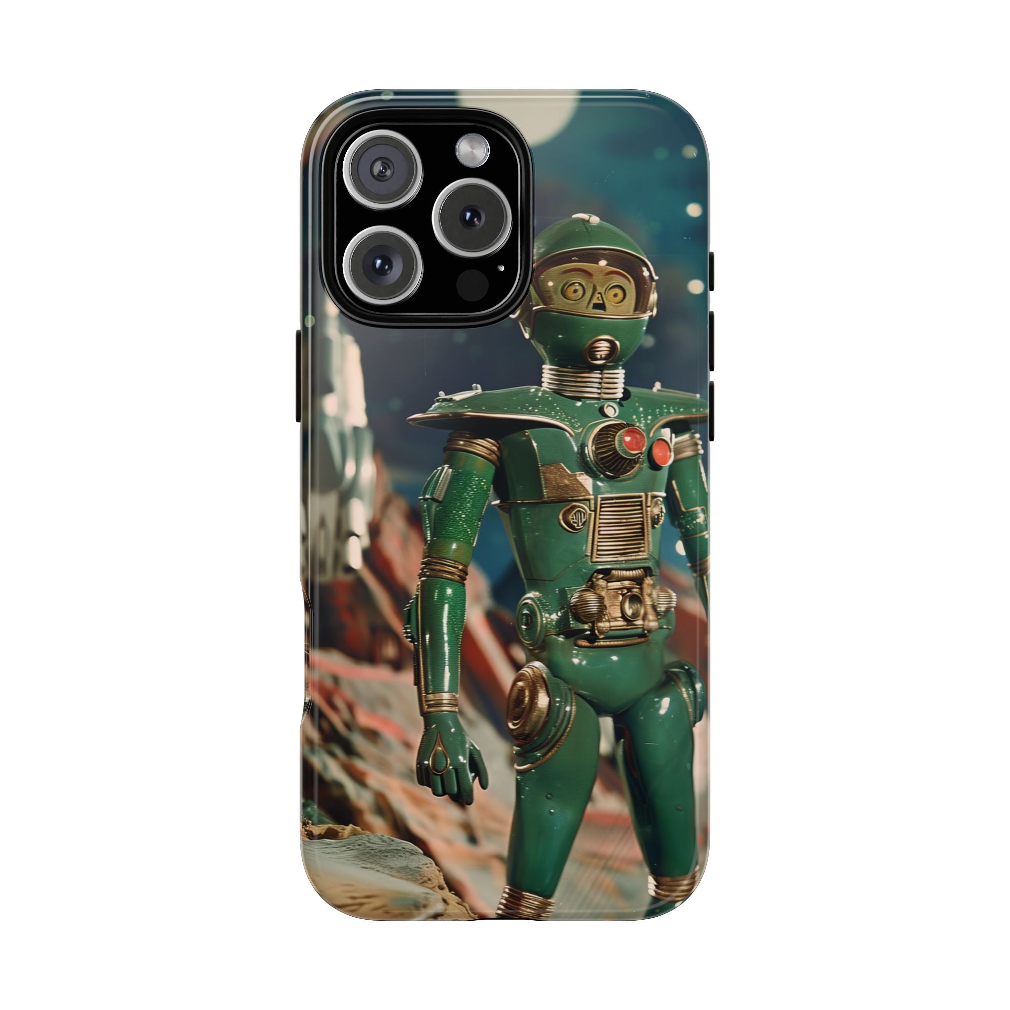 Retro Space Robot iPhone Case | Vintage Sci‑Fi Tough Case