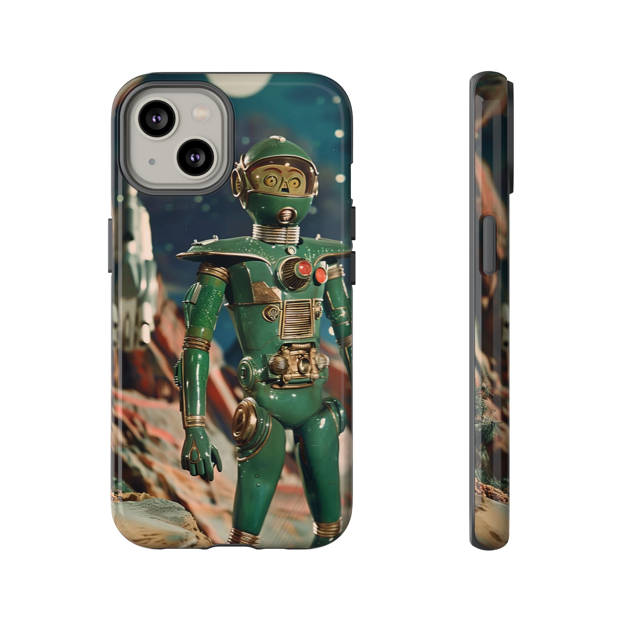 Retro Space Robot iPhone Case | Vintage Sci‑Fi Tough Case