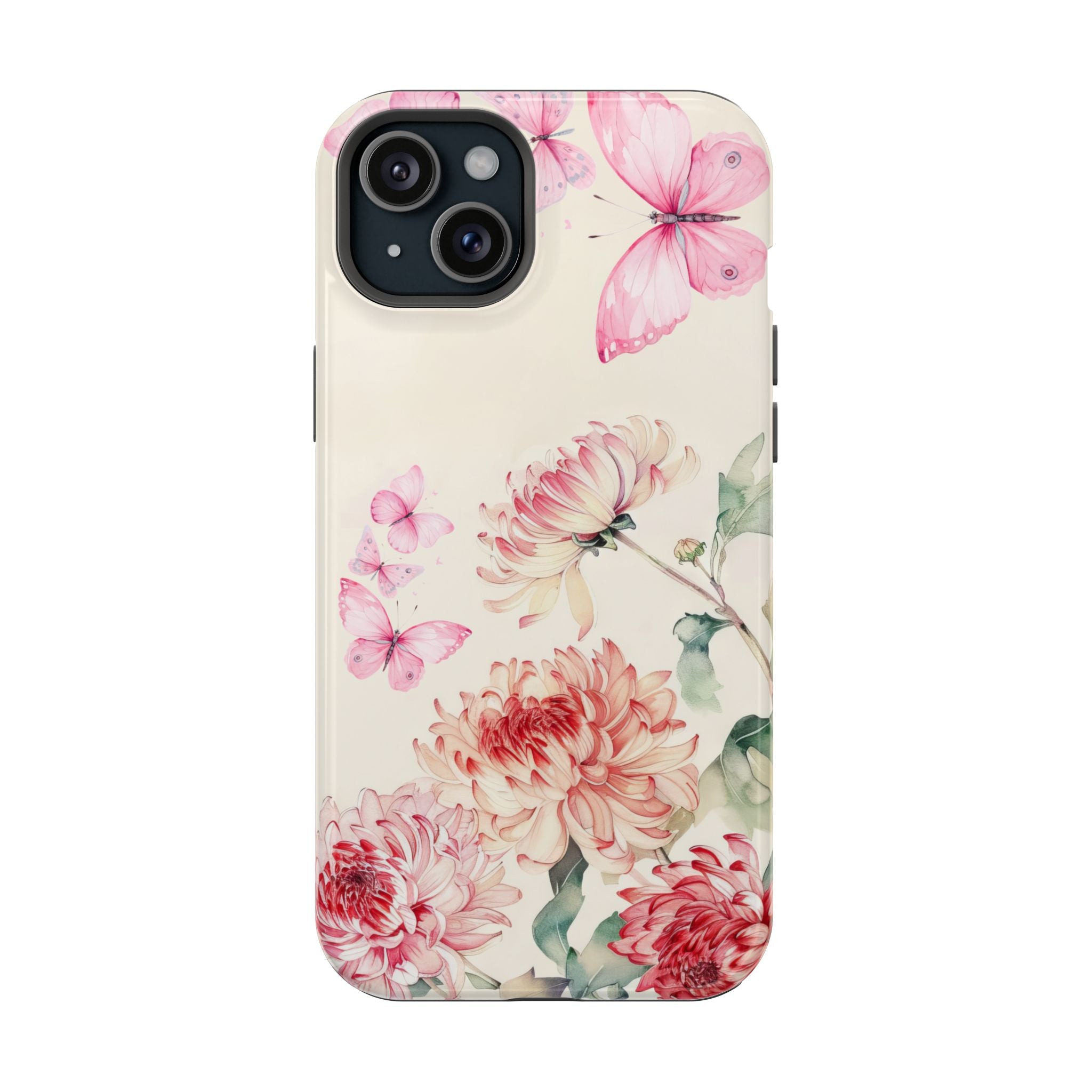 Elegant Floral Pink Butterfly iPhone Case