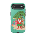 Funny Santa on Vacation iPhone Case | Beach Holiday Christmas Phone Cover