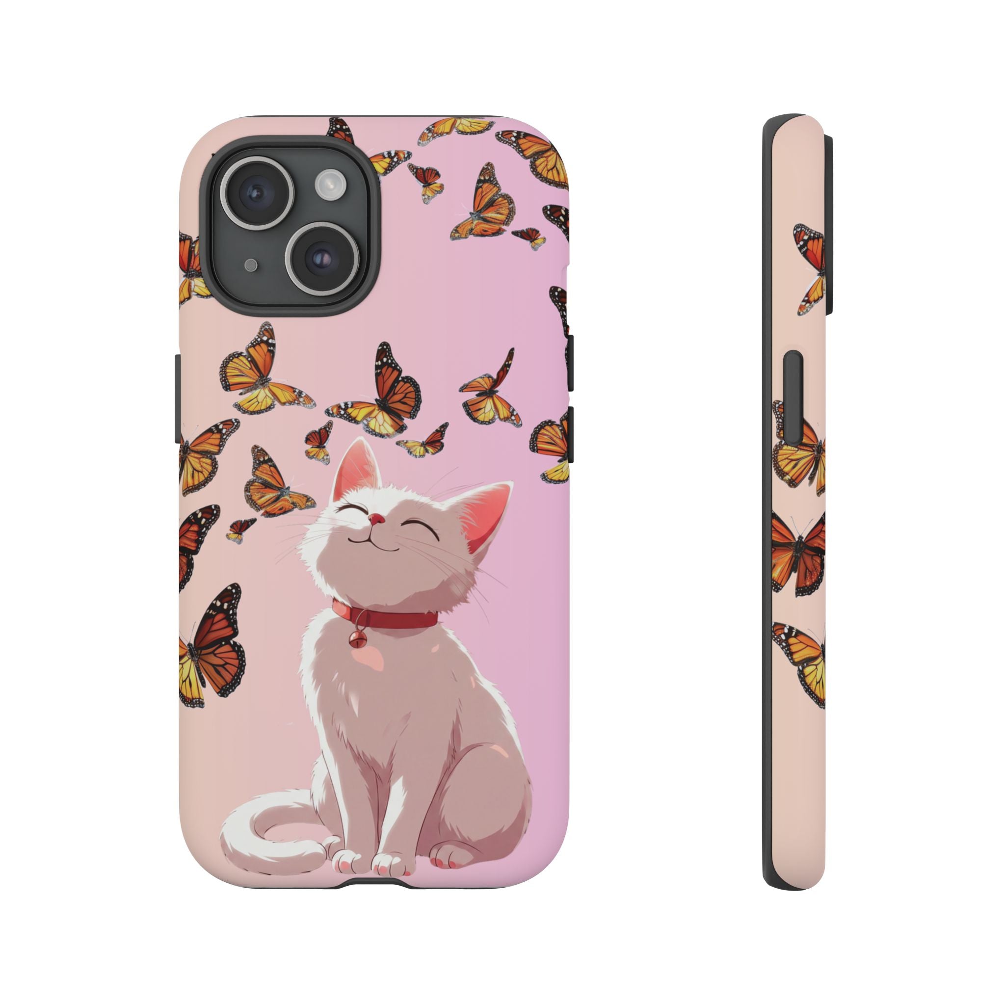 Cute Anime Cat Butterfly iPhone Case | Aesthetic Pink Cover