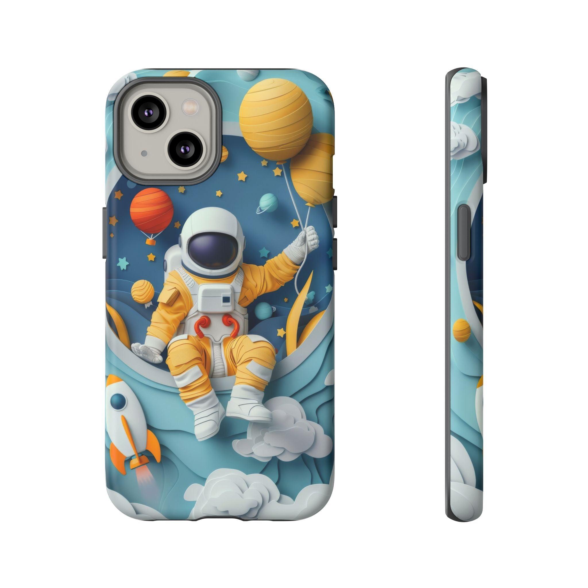 Astronaut Space Phone Case | Cute Retro Rocket & Planets iPhone Cover