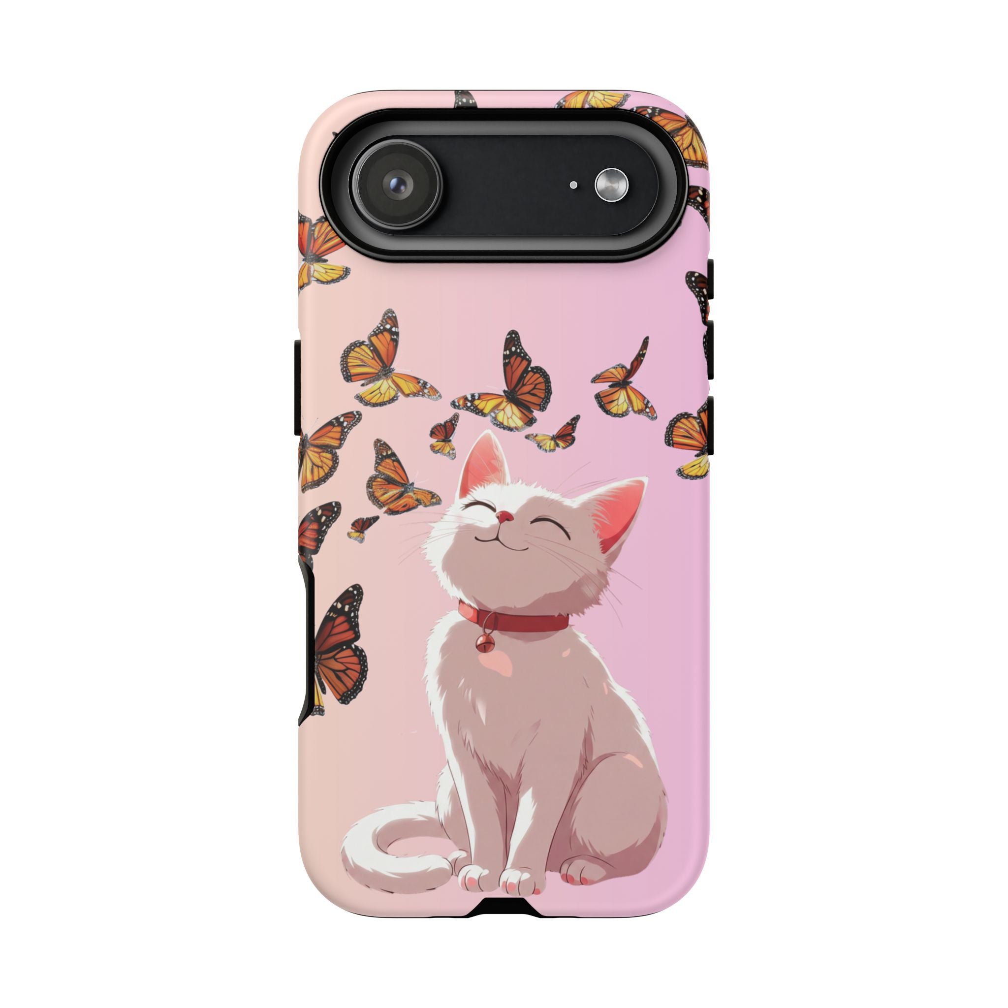 Cute Anime Cat Butterfly iPhone Case | Aesthetic Pink Cover
