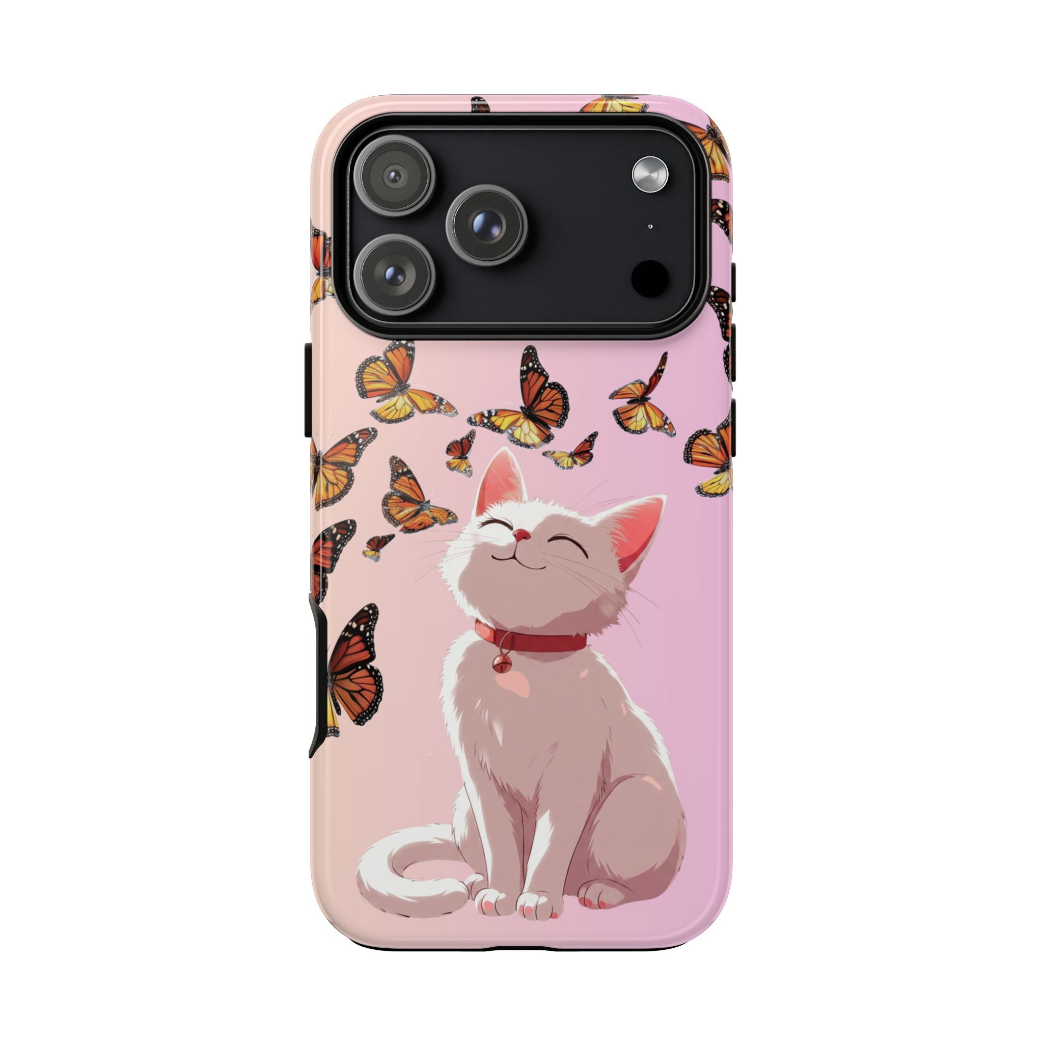 Cute Anime Cat Butterfly iPhone Case | Aesthetic Pink Cover