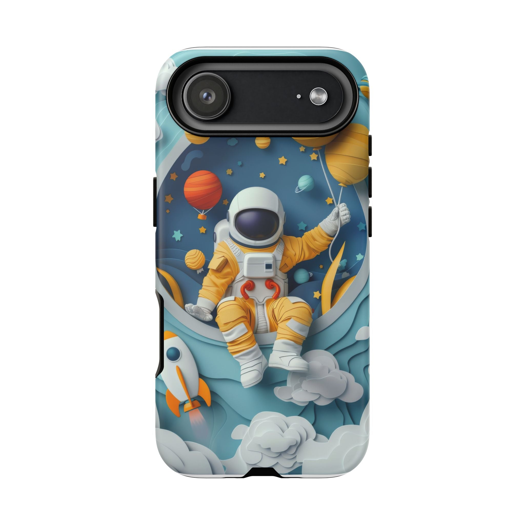 Astronaut Space Phone Case | Cute Retro Rocket & Planets iPhone Cover
