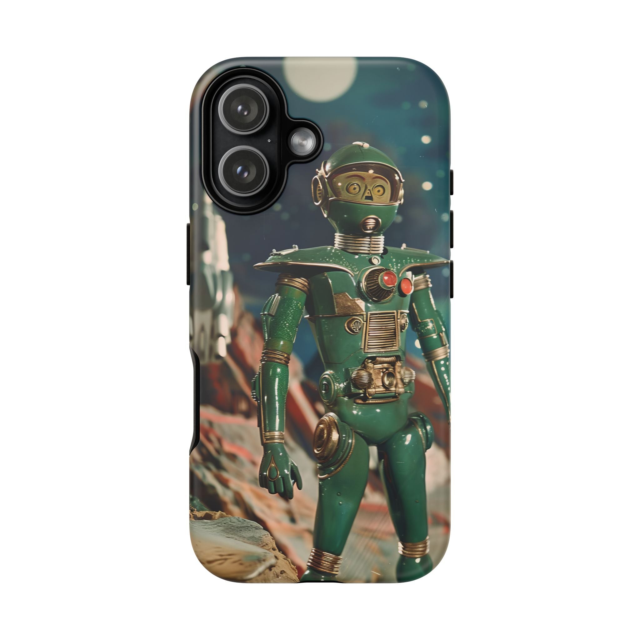 Retro Space Robot iPhone Case | Vintage Sci‑Fi Tough Case
