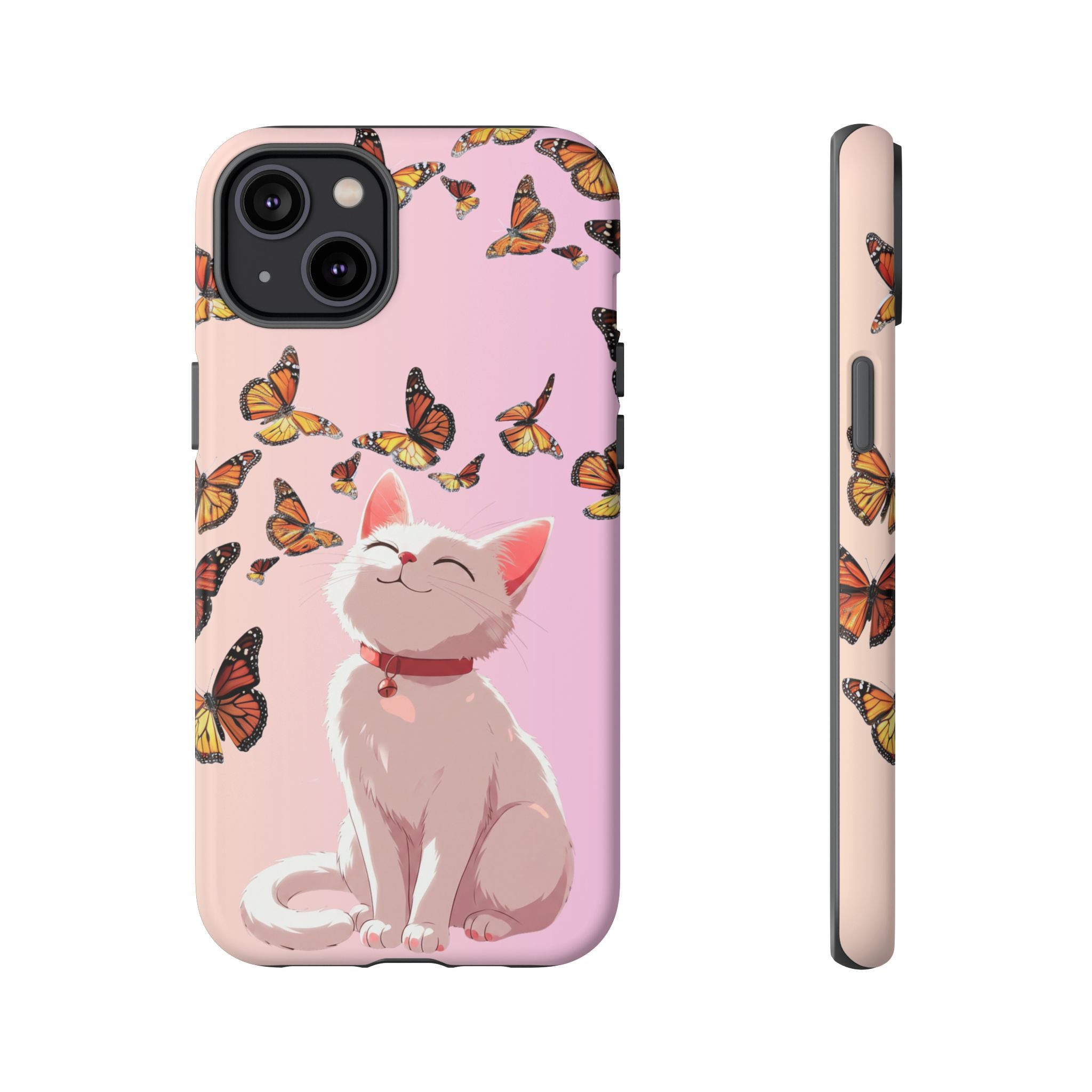 Cute Anime Cat Butterfly iPhone Case | Aesthetic Pink Cover