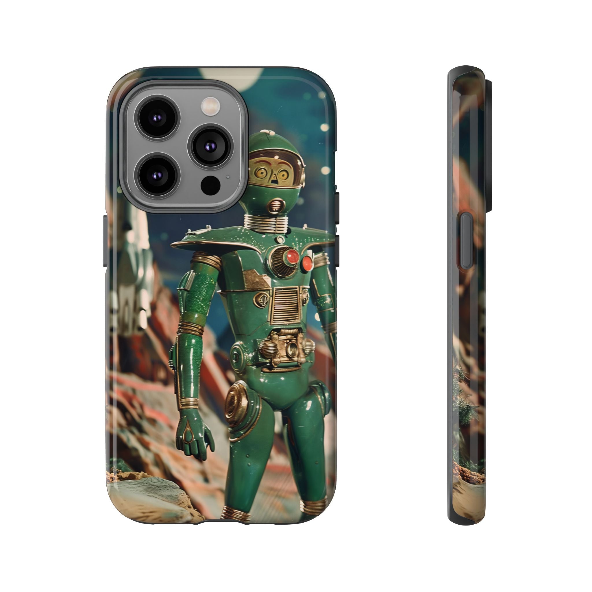 Retro Space Robot iPhone Case | Vintage Sci‑Fi Tough Case