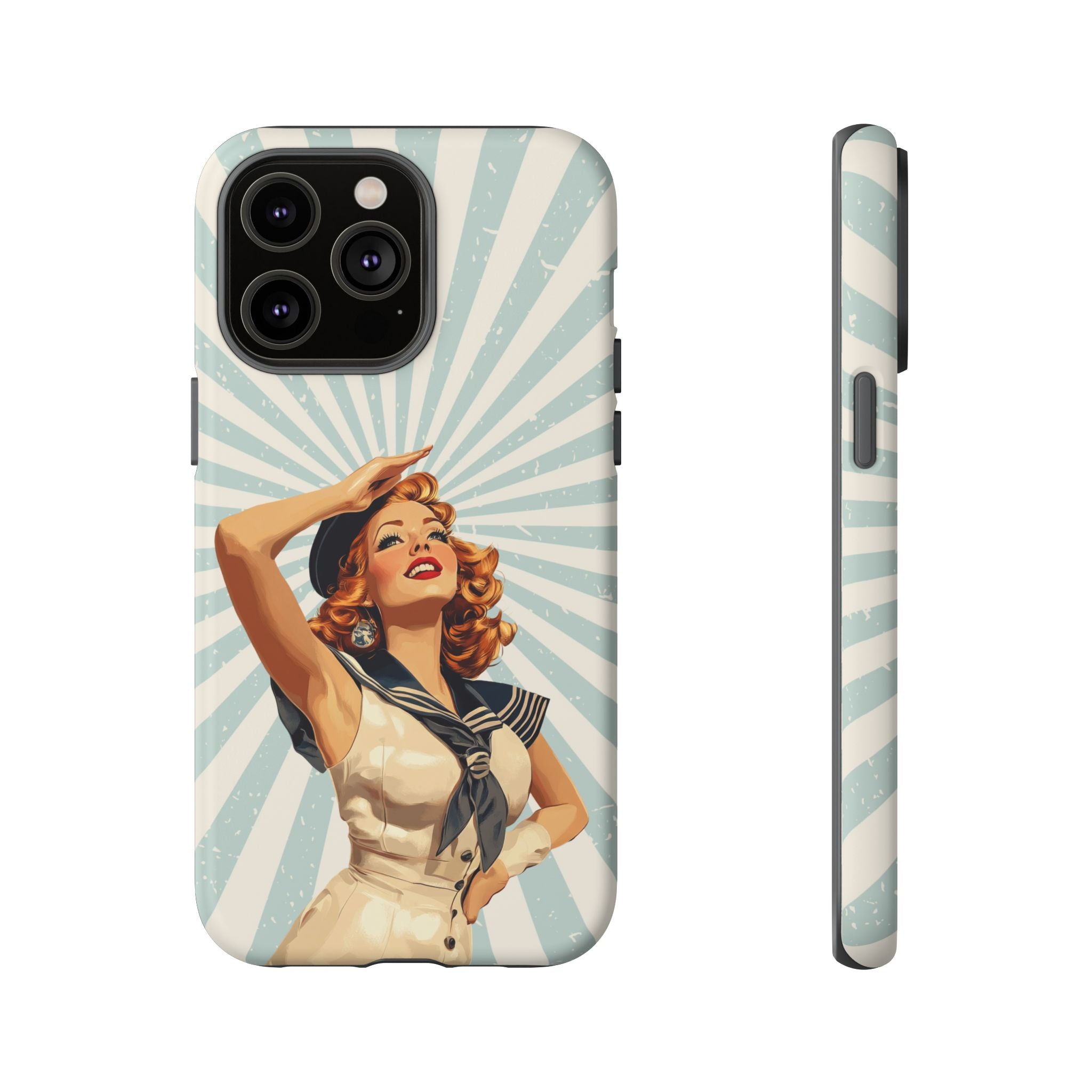 Retro Pin-Up Sailor iPhone Case | Vintage Nautical iPhone Cover