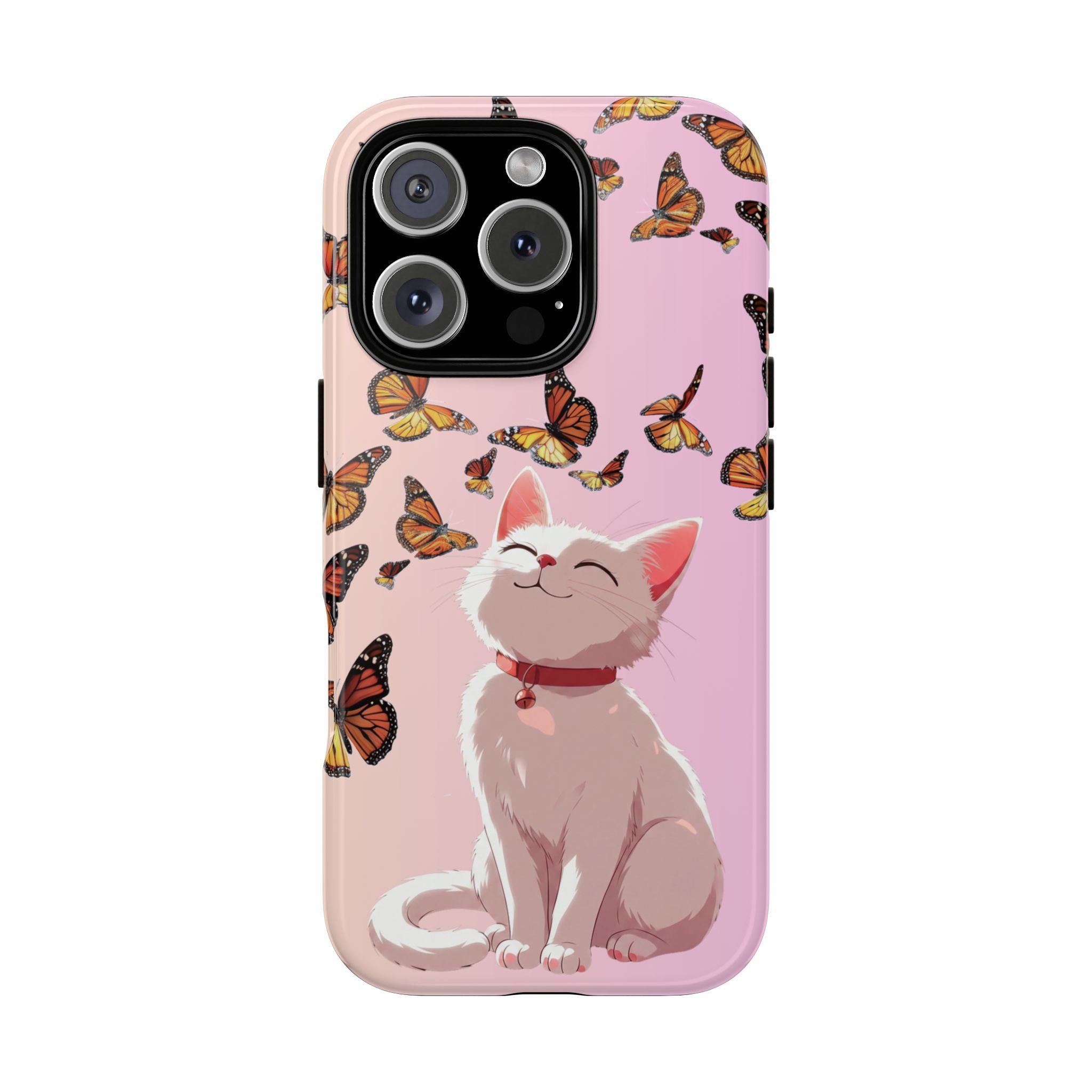 Cute Anime Cat Butterfly iPhone Case | Aesthetic Pink Cover