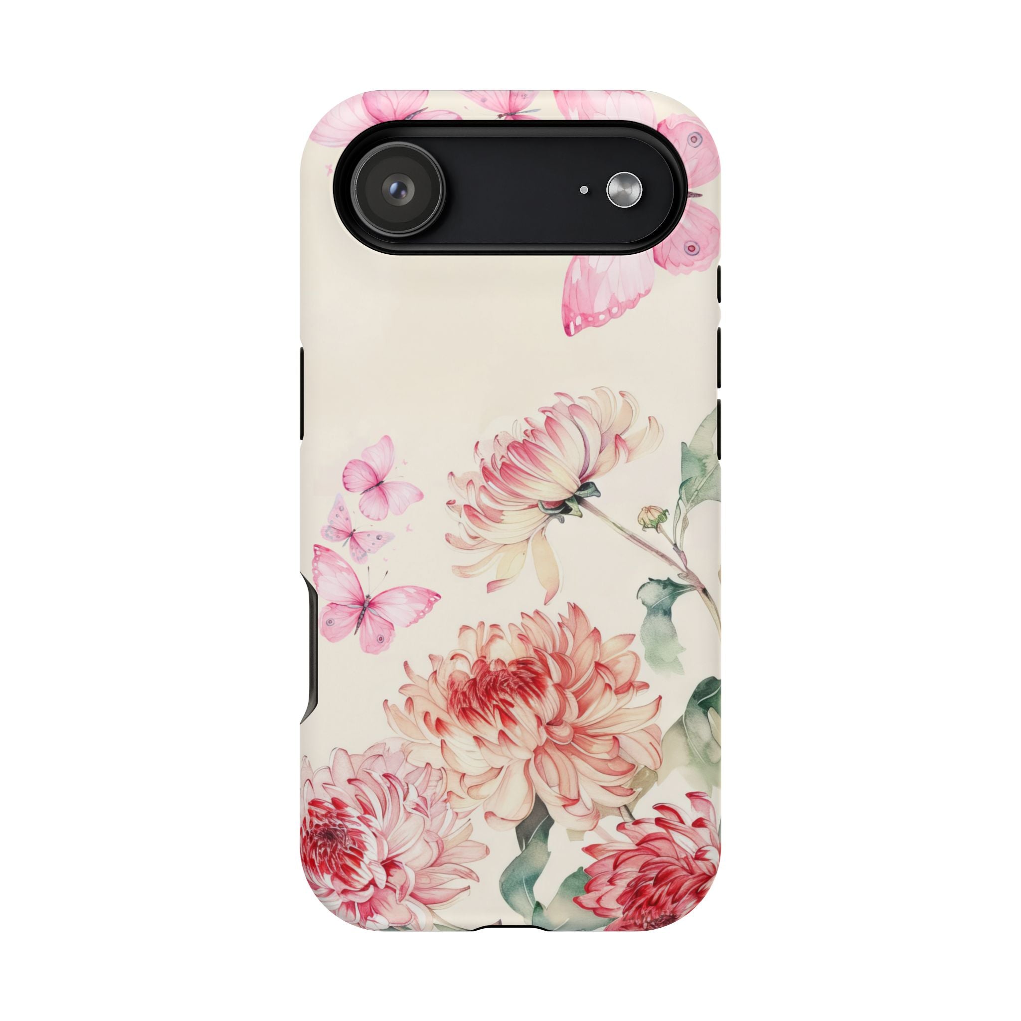 Elegant Floral Pink Butterfly iPhone Case