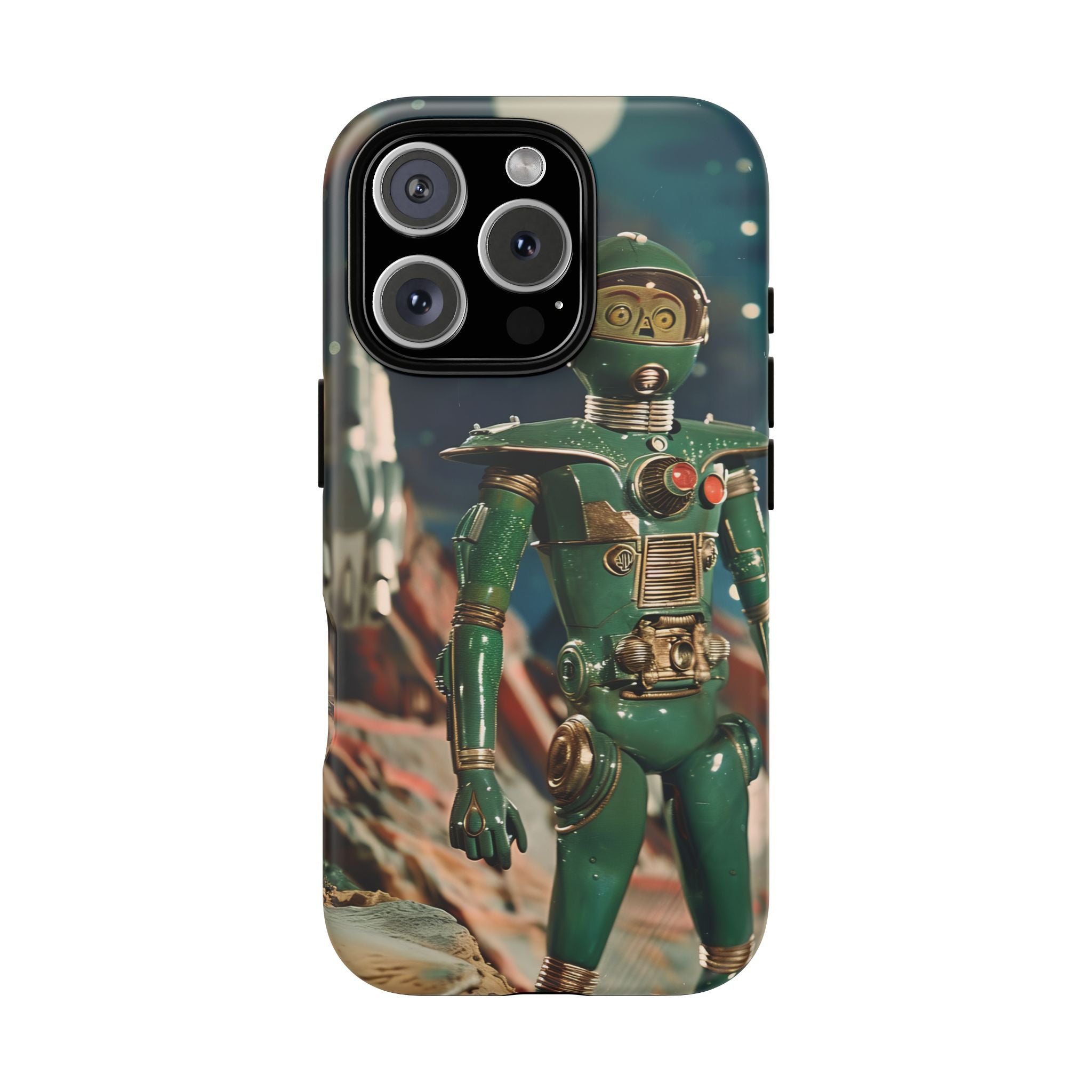 Retro Space Robot iPhone Case | Vintage Sci‑Fi Tough Case