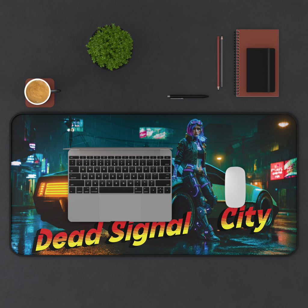 "Dead Signal City" – XL Cyberpunk Gaming Desk Mat