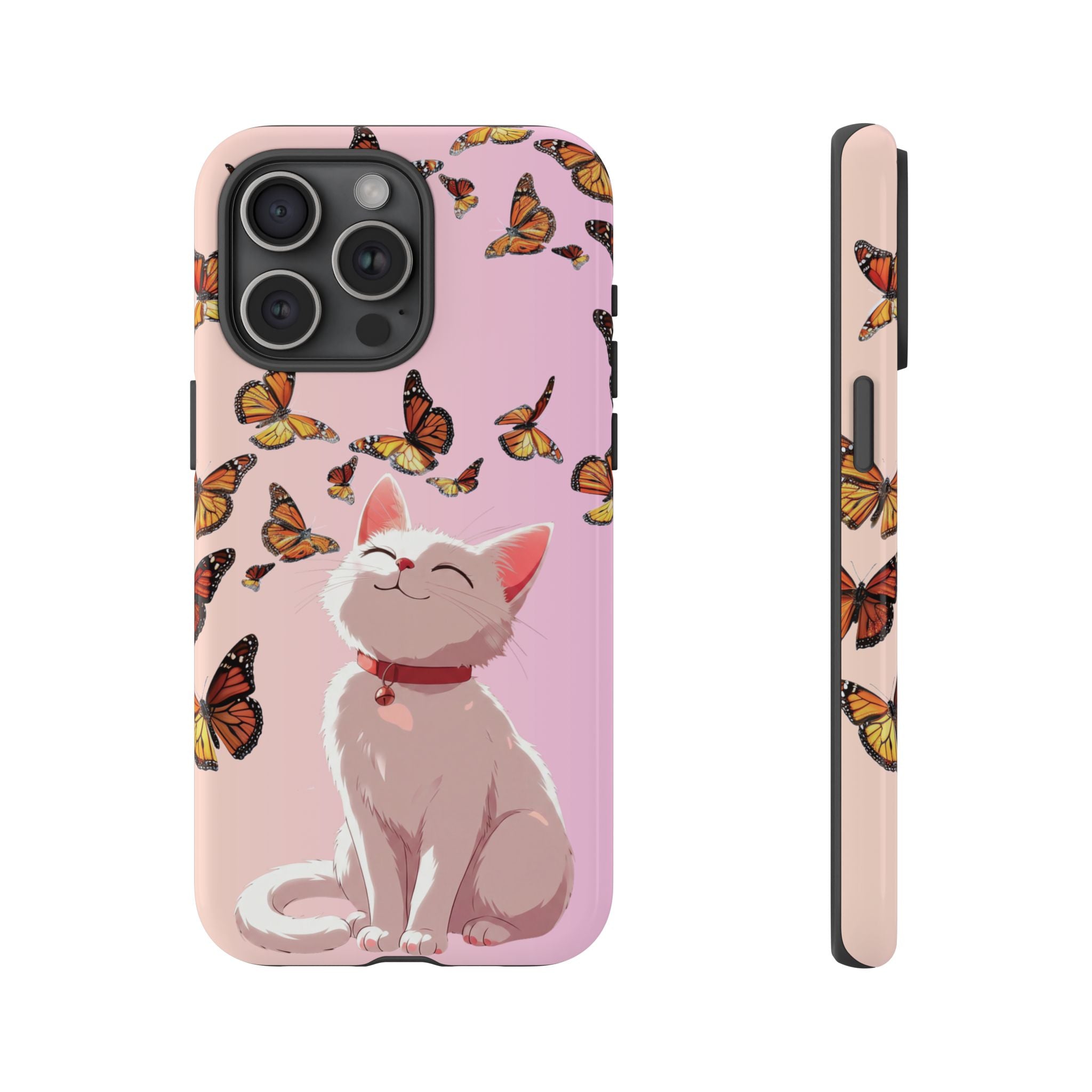 Cute Anime Cat Butterfly iPhone Case | Aesthetic Pink Cover