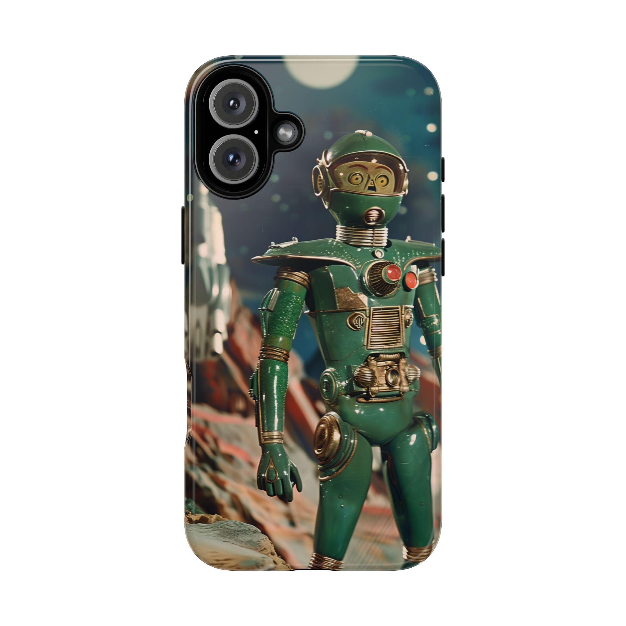 Retro Space Robot iPhone Case | Vintage Sci‑Fi Tough Case