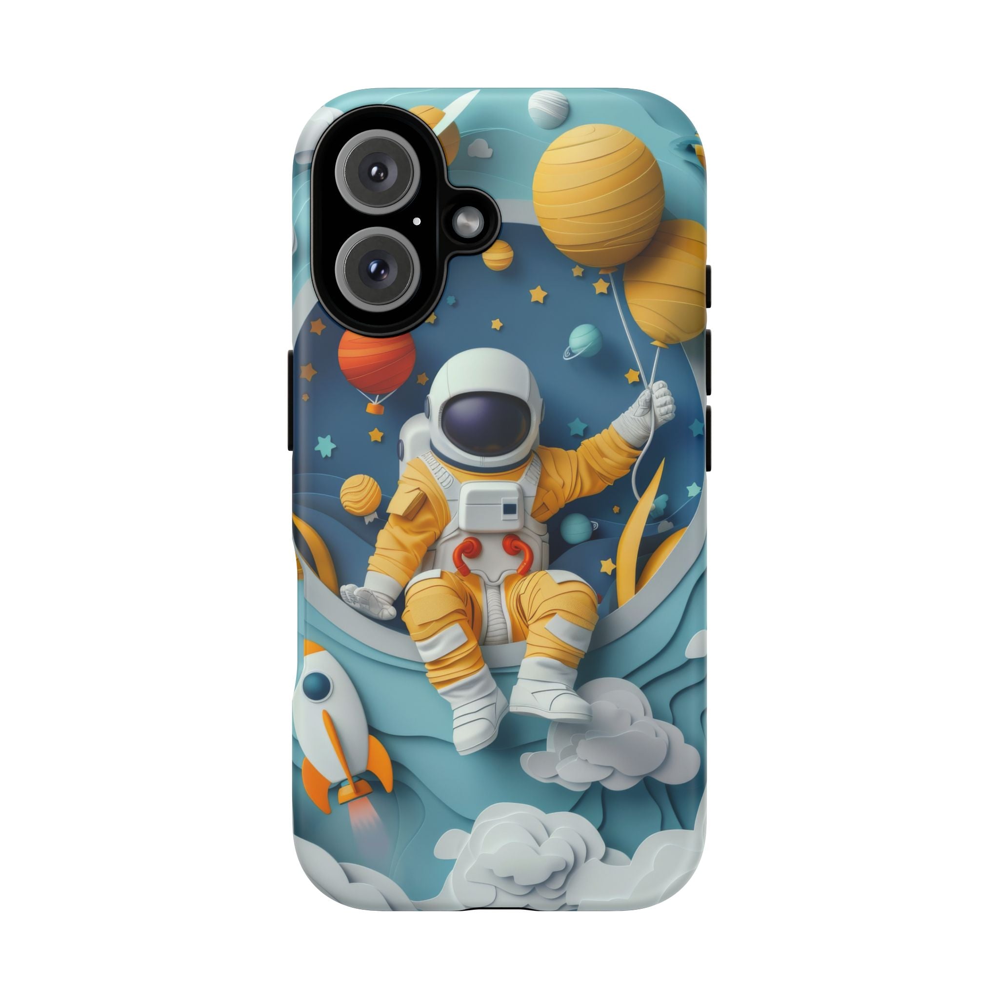 Astronaut Space Phone Case | Cute Retro Rocket & Planets iPhone Cover
