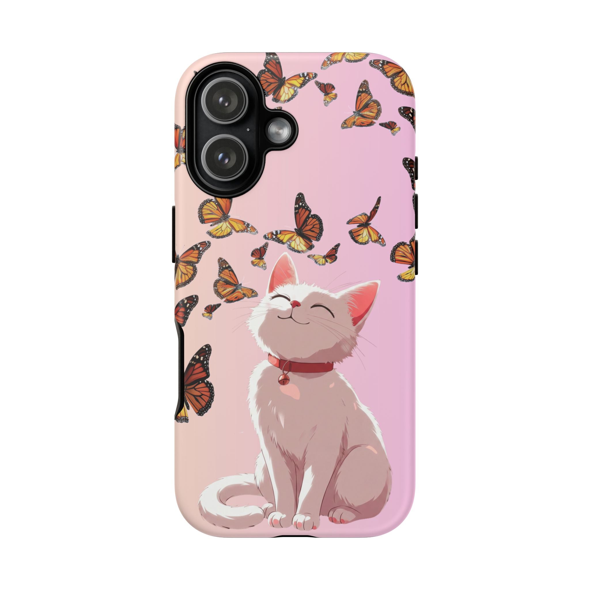 Cute Anime Cat Butterfly iPhone Case | Aesthetic Pink Cover