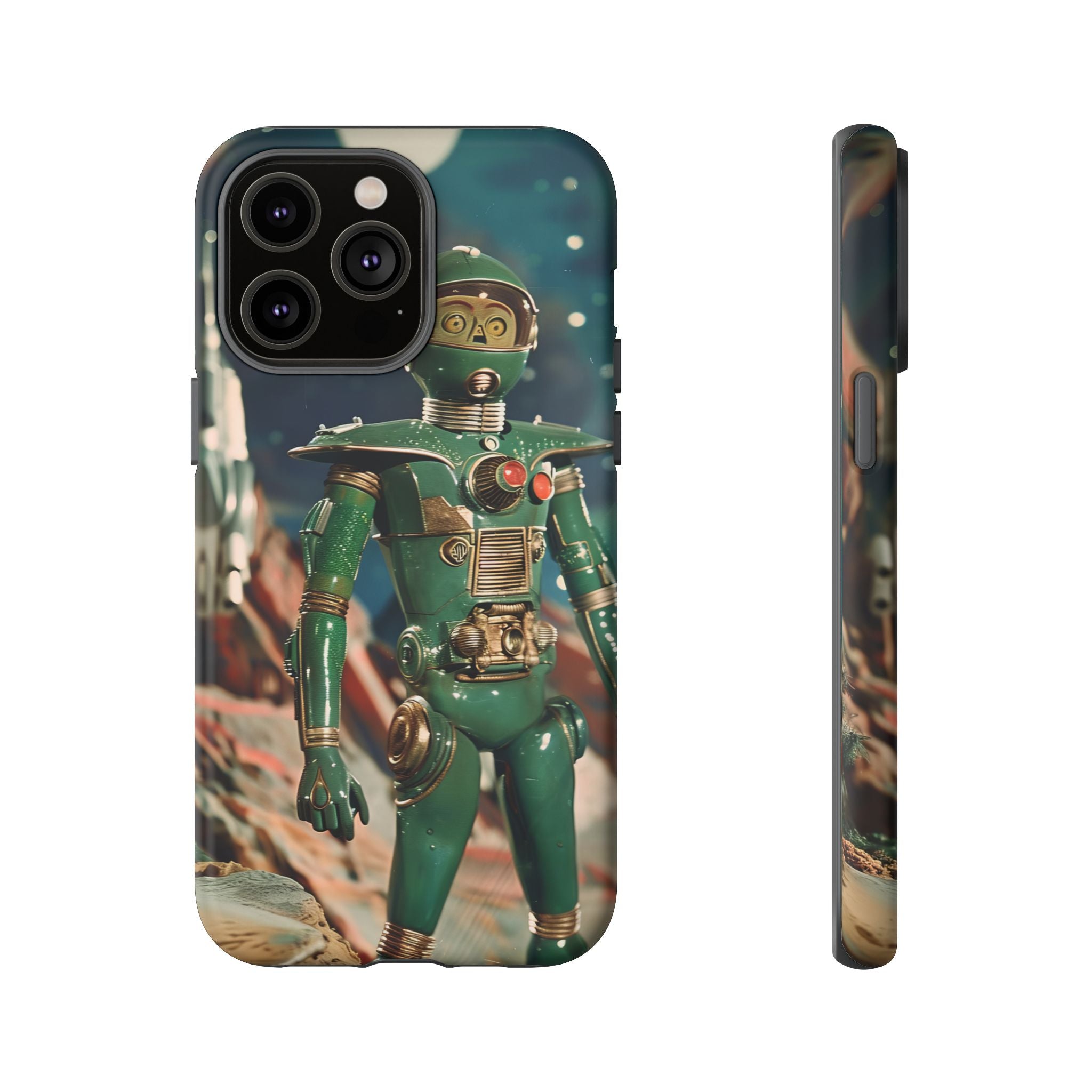 Retro Space Robot iPhone Case | Vintage Sci‑Fi Tough Case