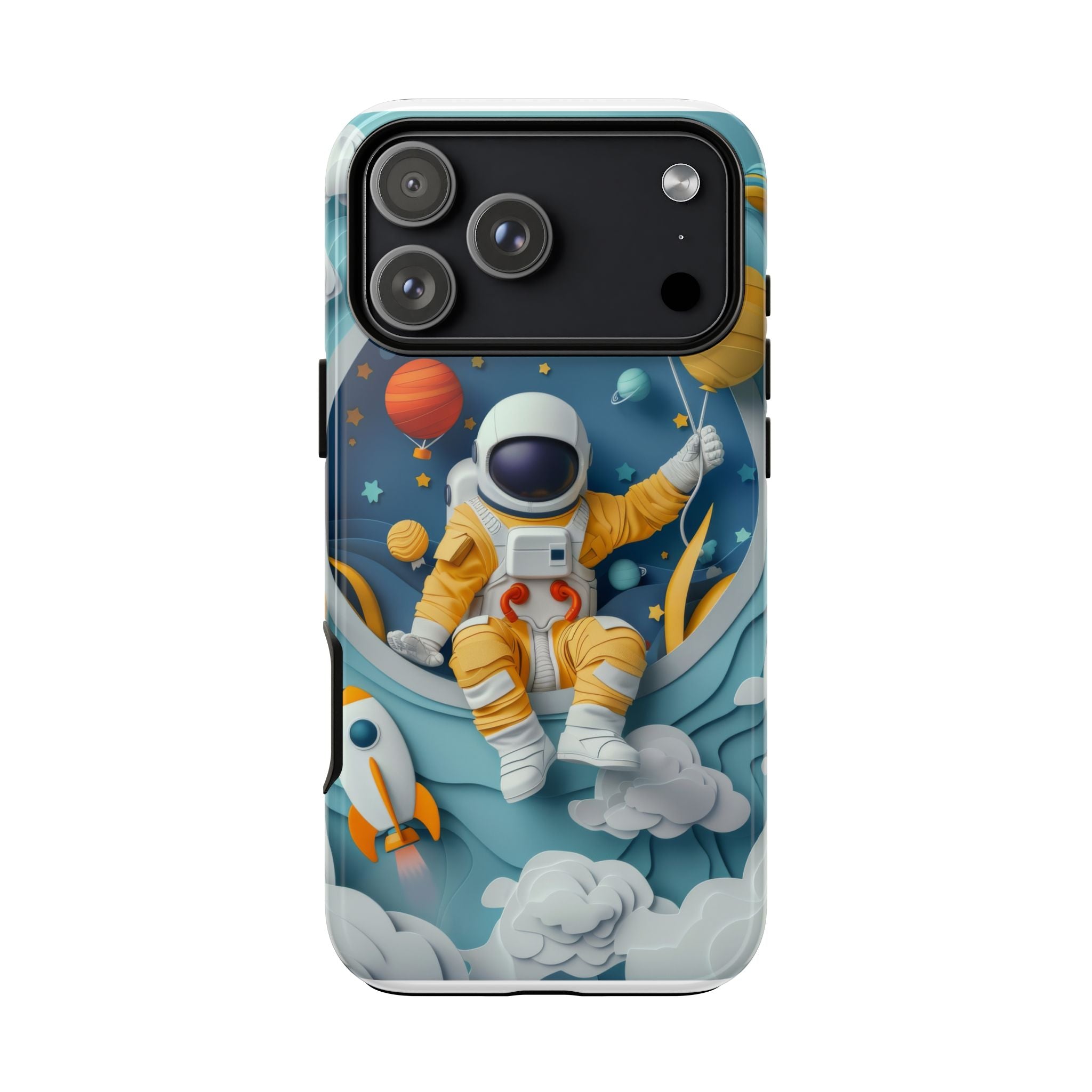Astronaut Space Phone Case | Cute Retro Rocket & Planets iPhone Cover