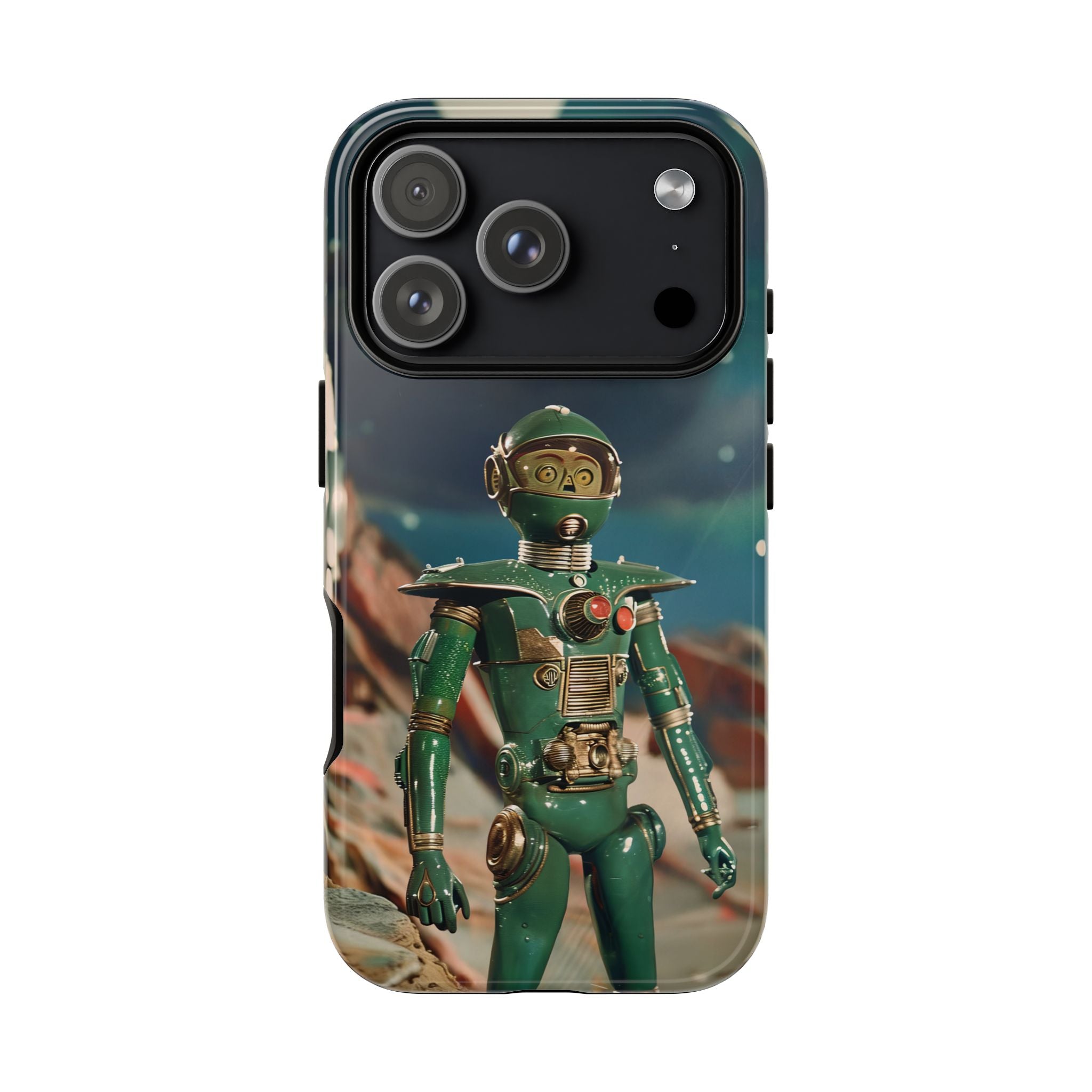 Retro Space Robot iPhone Case | Vintage Sci‑Fi Tough Case