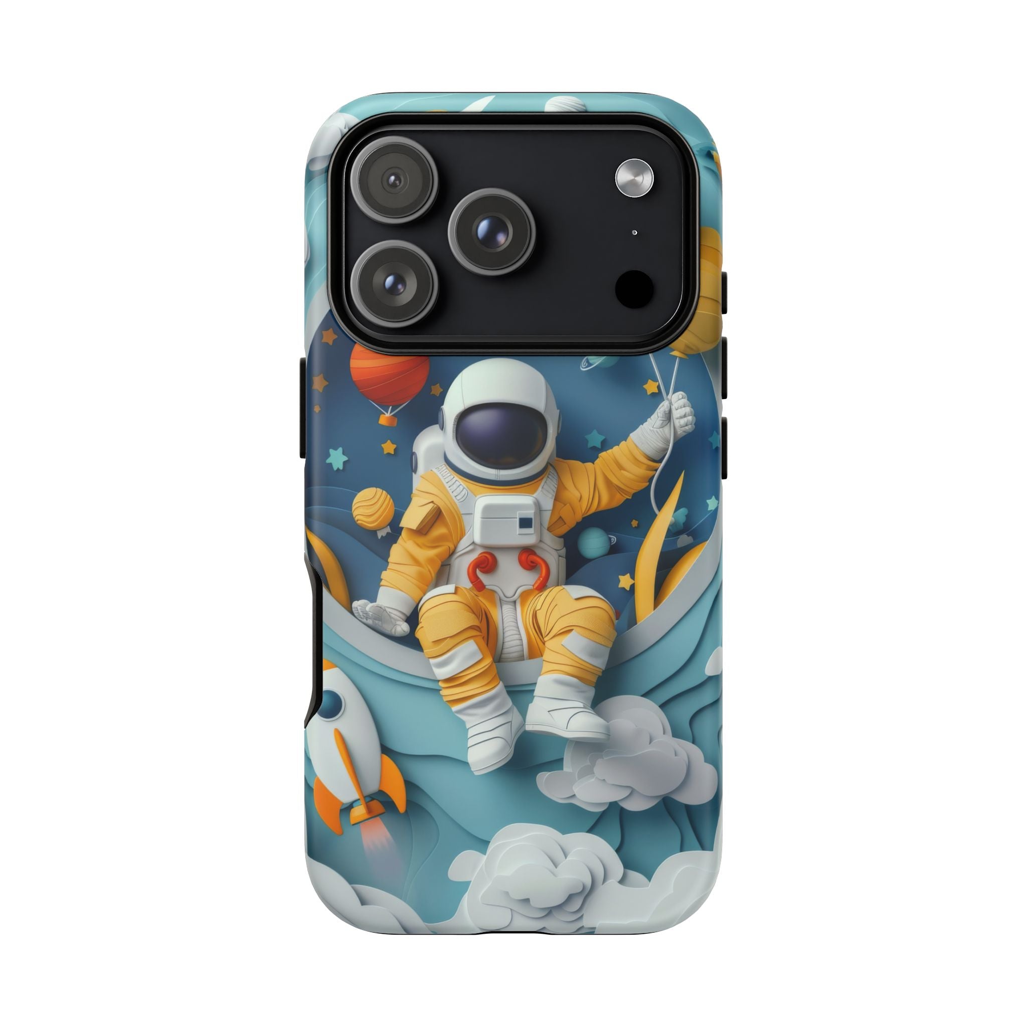 Astronaut Space Phone Case | Cute Retro Rocket & Planets iPhone Cover