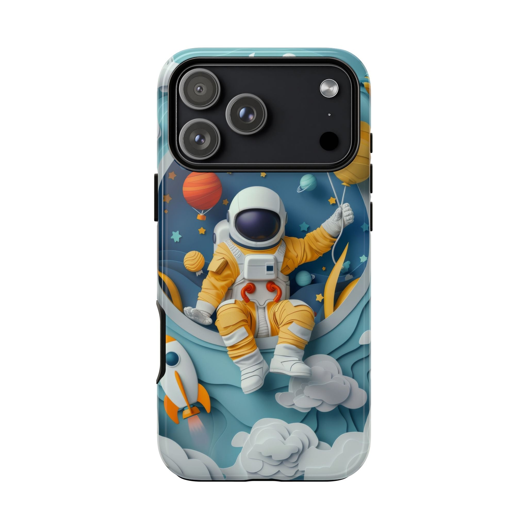 Astronaut Space Phone Case | Cute Retro Rocket & Planets iPhone Cover