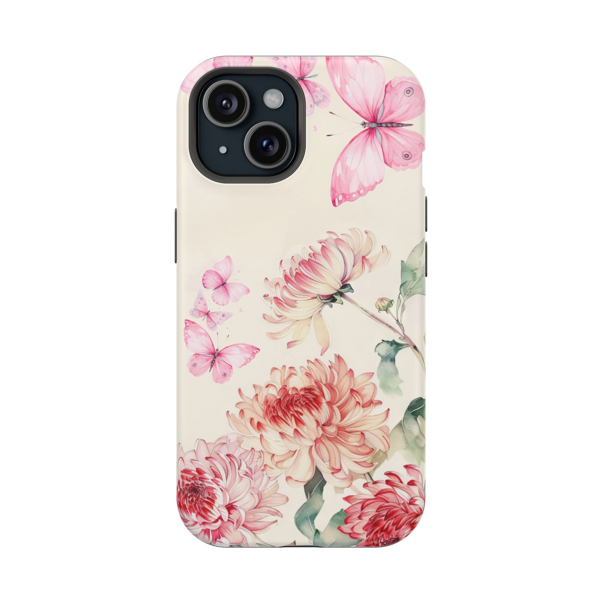 Elegant Floral Pink Butterfly iPhone Case