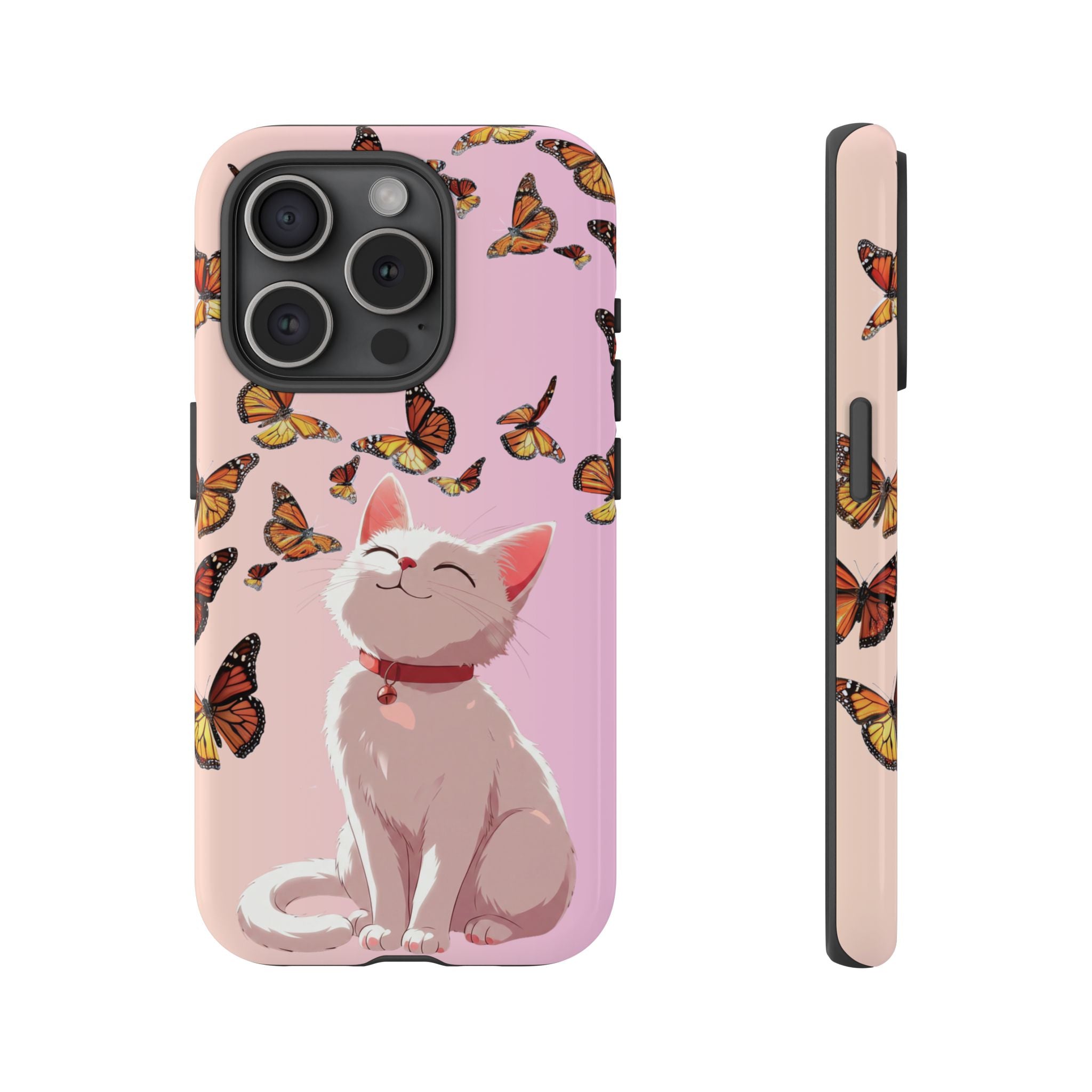Cute Anime Cat Butterfly iPhone Case | Aesthetic Pink Cover