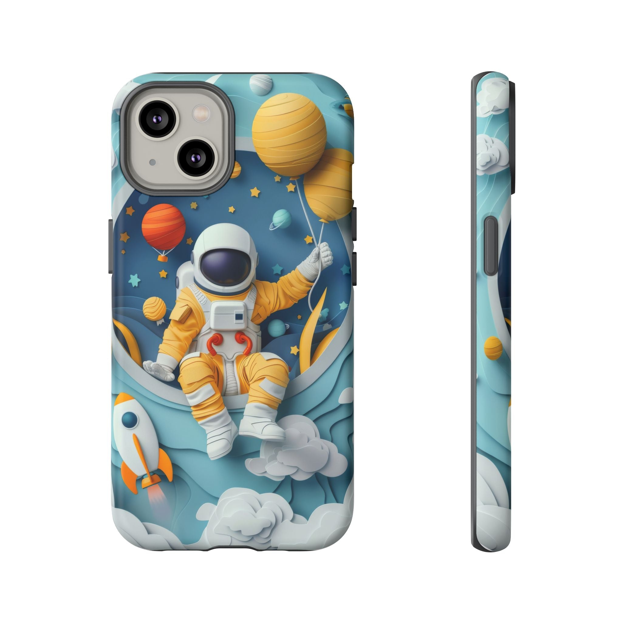 Astronaut Space Phone Case | Cute Retro Rocket & Planets iPhone Cover