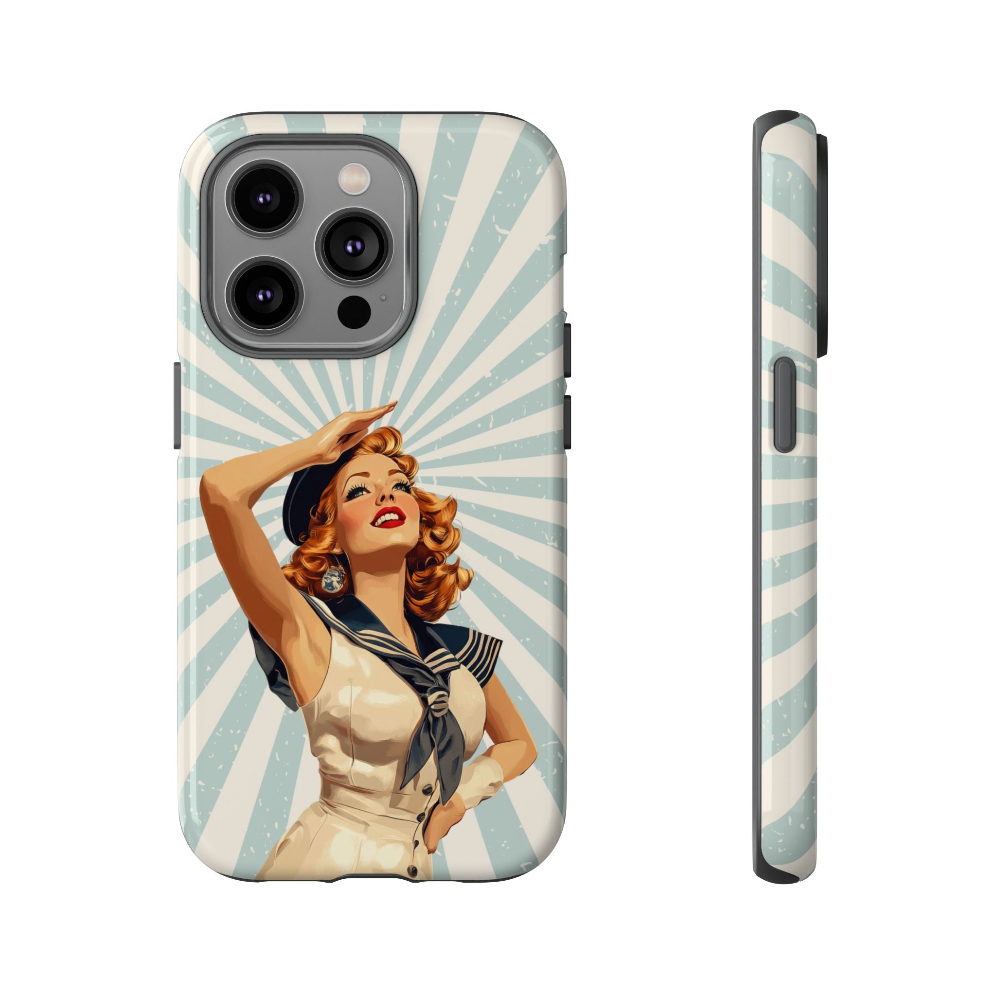 Retro Pin-Up Sailor iPhone Case | Vintage Nautical iPhone Cover